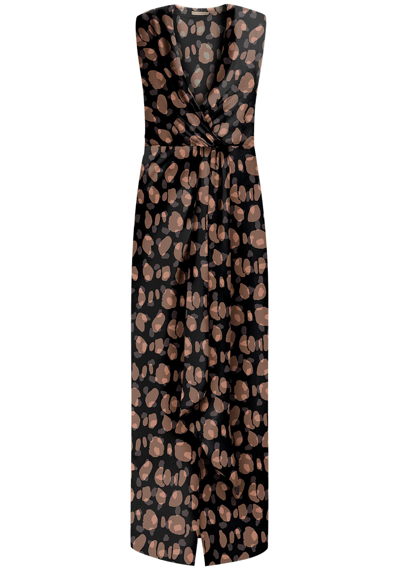 Vestido Midi Estampado com Recorte Franzido, , large.