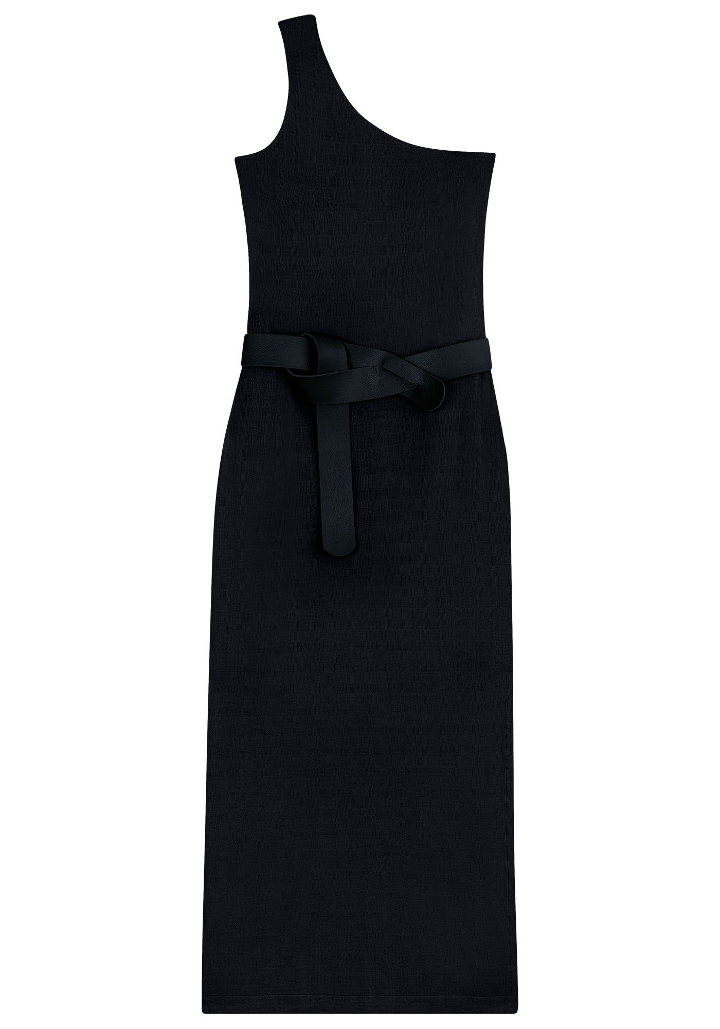 Vestido Longo Ombro S&oacute; em Malha com Cinto, , large.