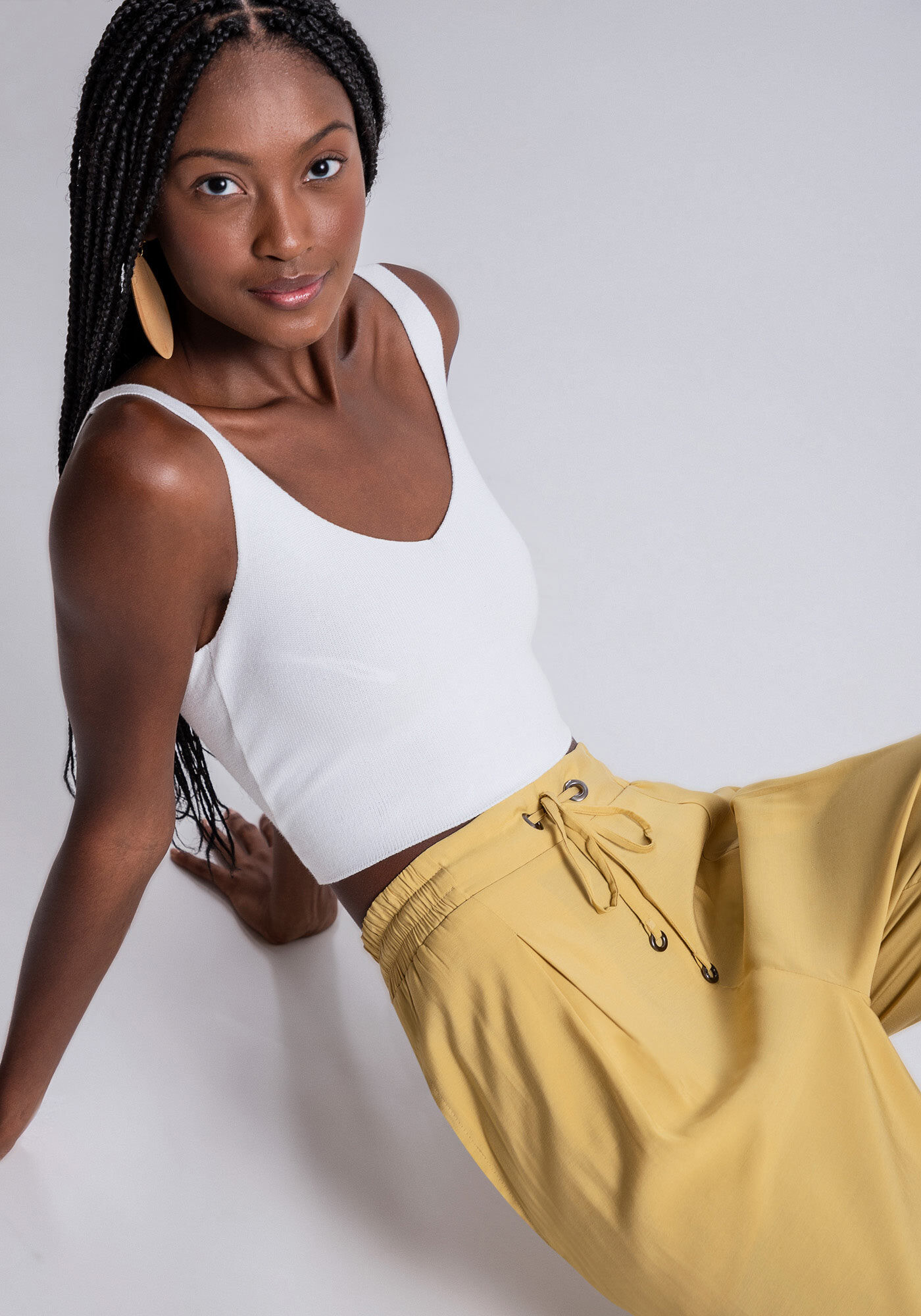 Cal&ccedil;a Jogging Cintura Alta com Pregas, , large.