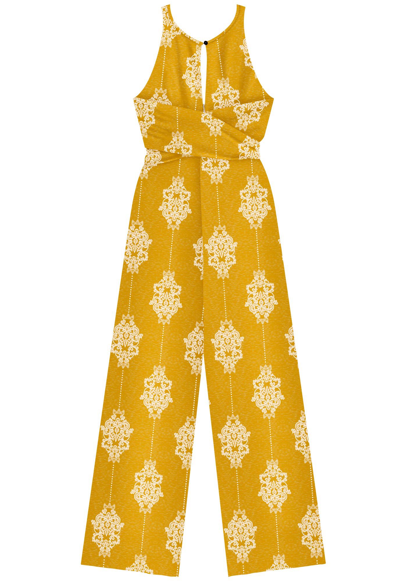 Macac&atilde;o Longo Estampado Em Viscose Com Z&iacute;per E Amarra&ccedil;&atilde;o, CUTWORK VERDE, large.