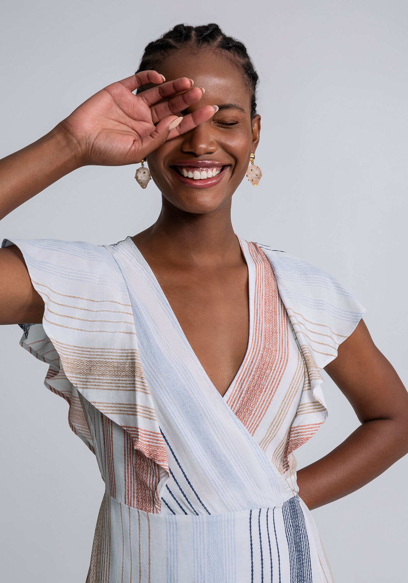 Vestido Midi Transpassado Estampado, DESCANSO, large.