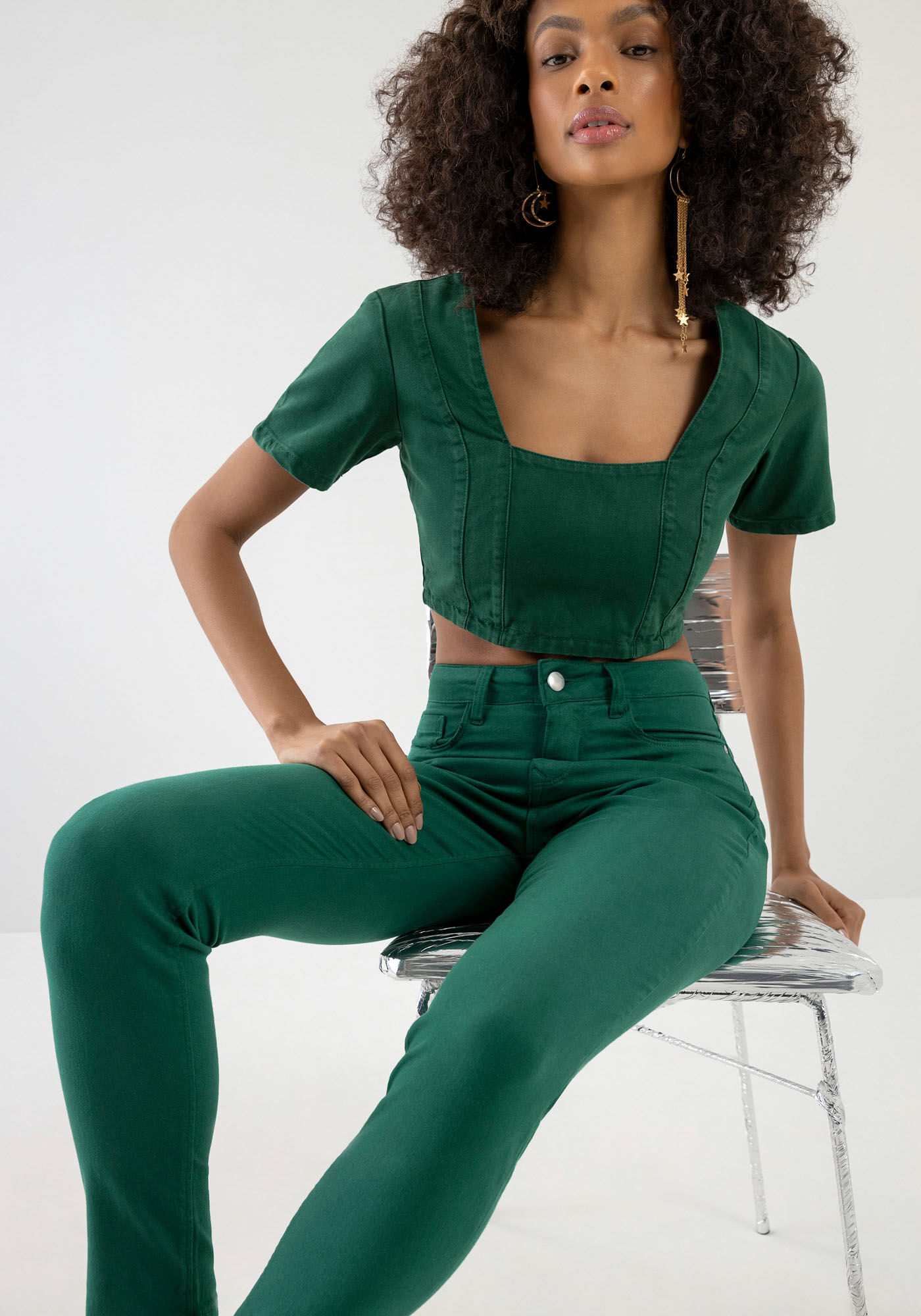 Calça jeans verde sales