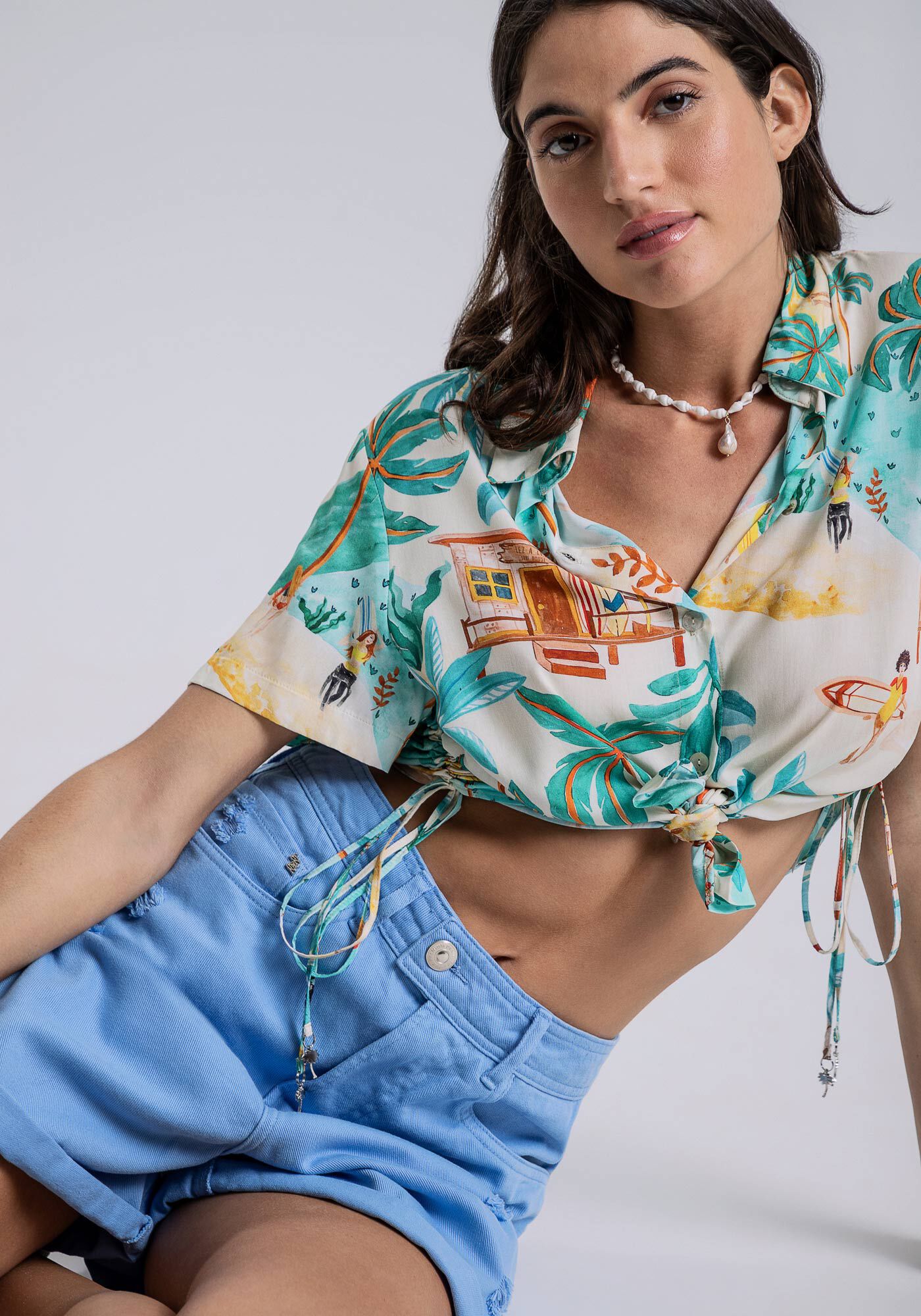 Shorts Sarja Mom com Cintura Super Alta, , large.