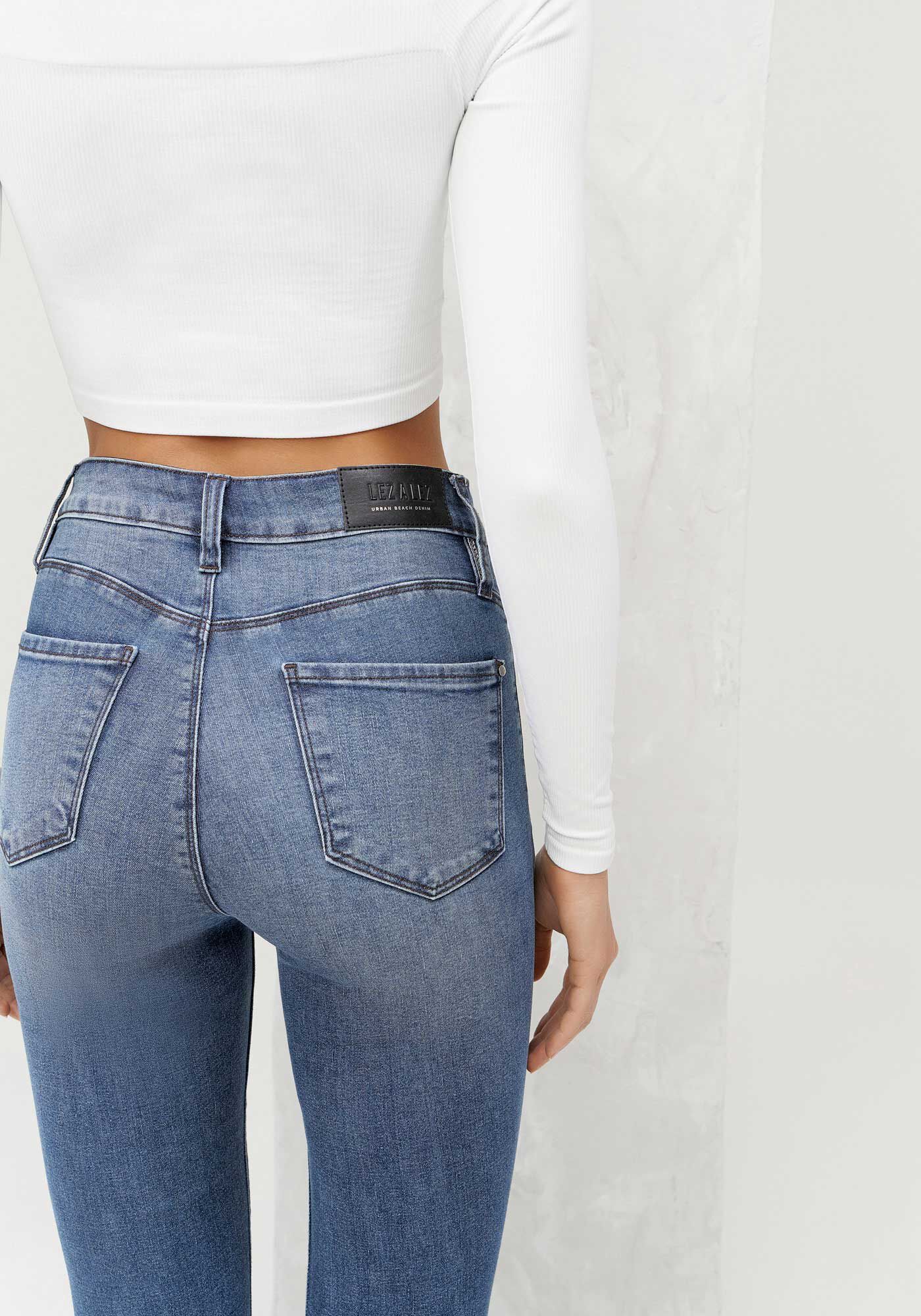 Cal&ccedil;a Jeans Flare Cintura Alta Estonada Shaping, , large.