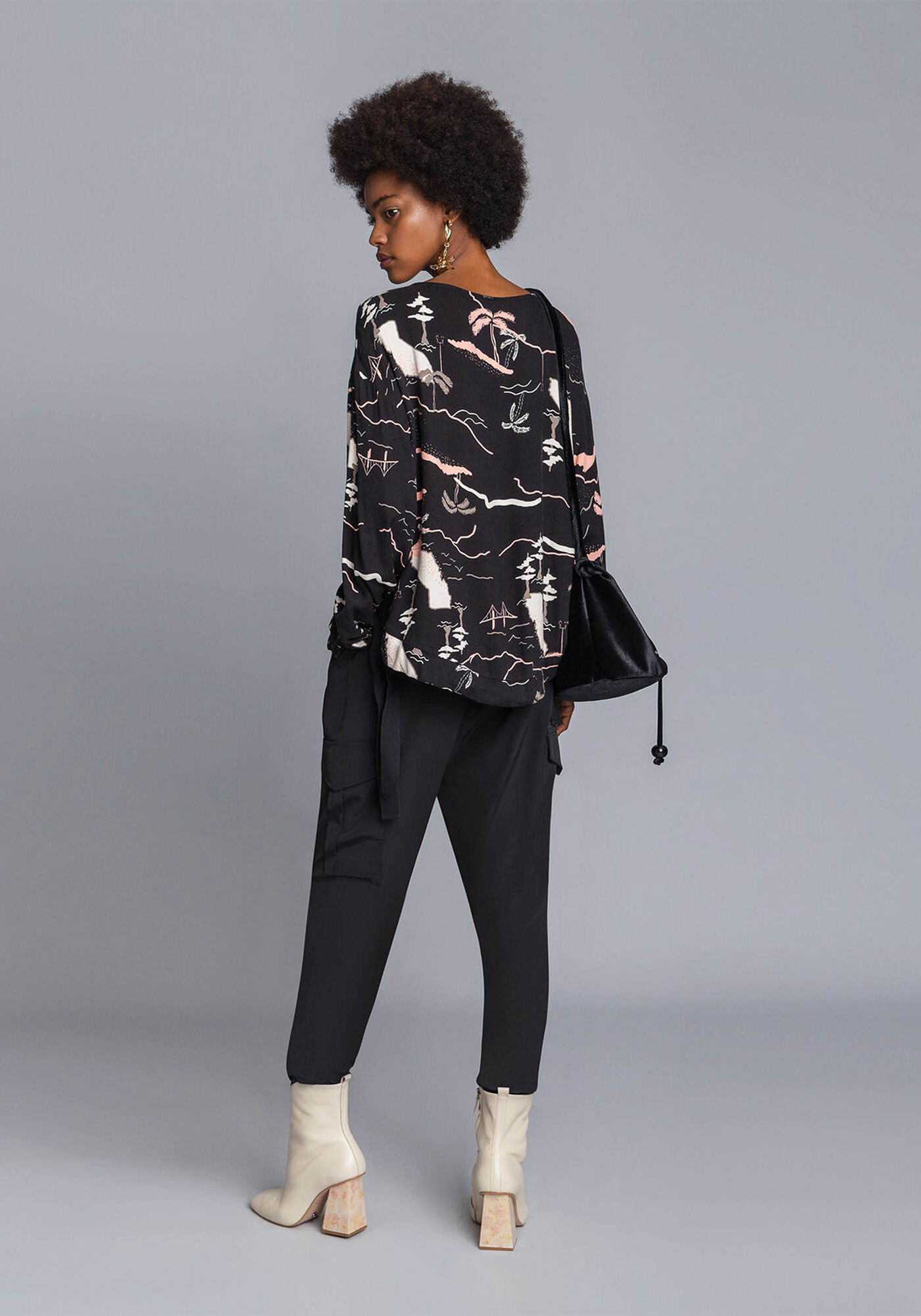 Blusa Manga Longa Ampla Estampa, , large.