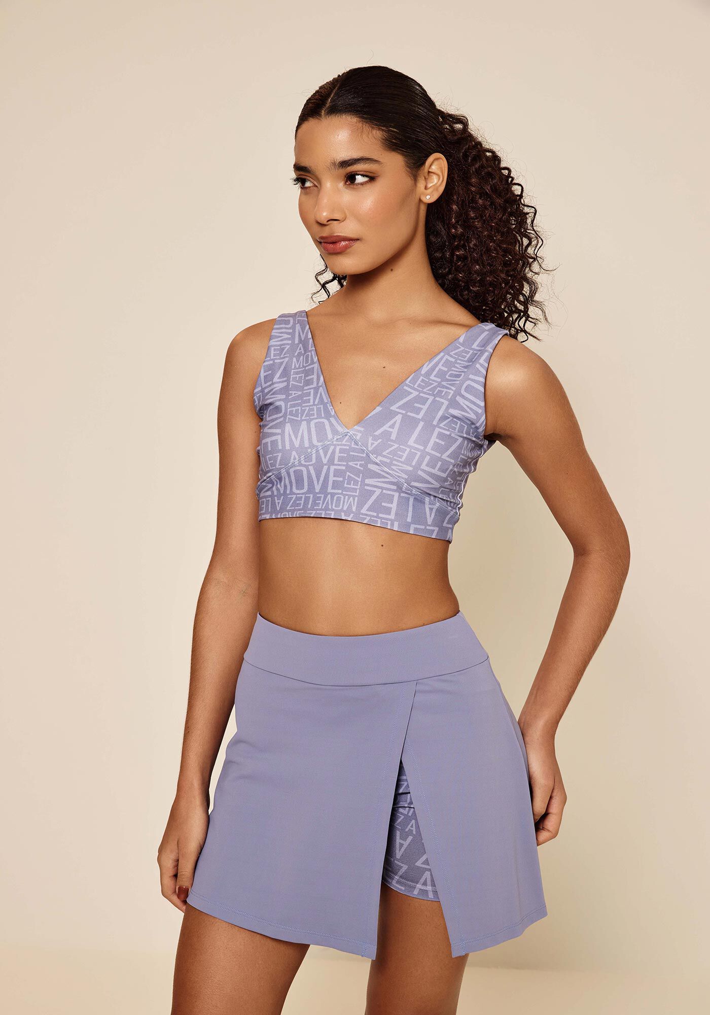 Shorts Saia De Cintura Alta Com Prote&ccedil;&atilde;o Solar, AZUL DENIM, large.