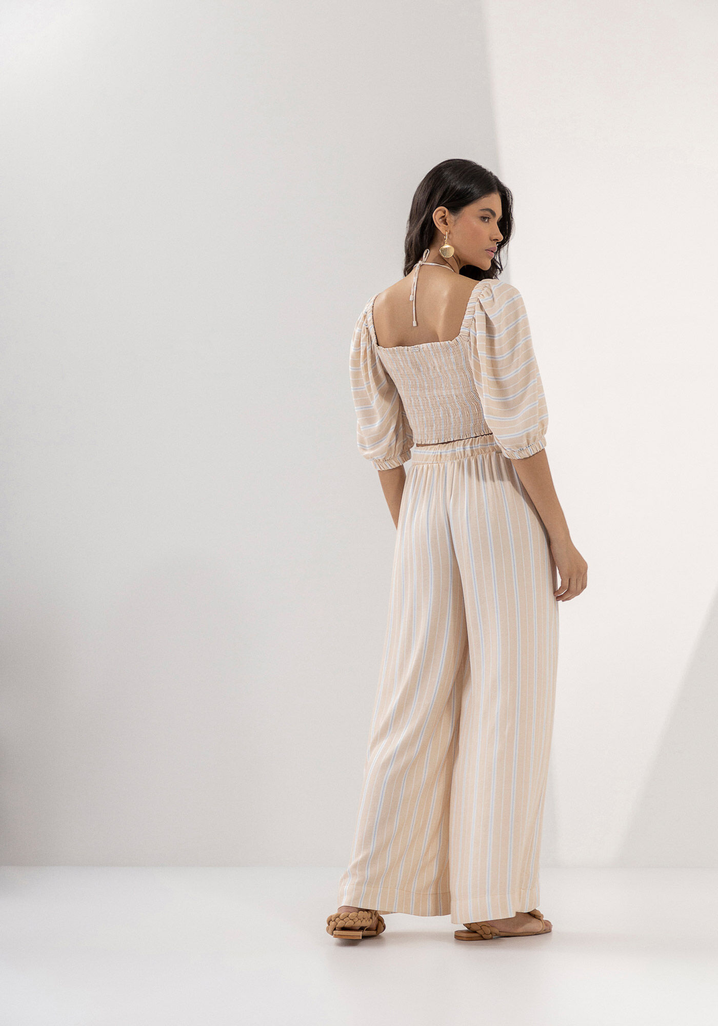 Cal&ccedil;a Pantalona em Viscose com El&aacute;stico C&oacute;s, , large.