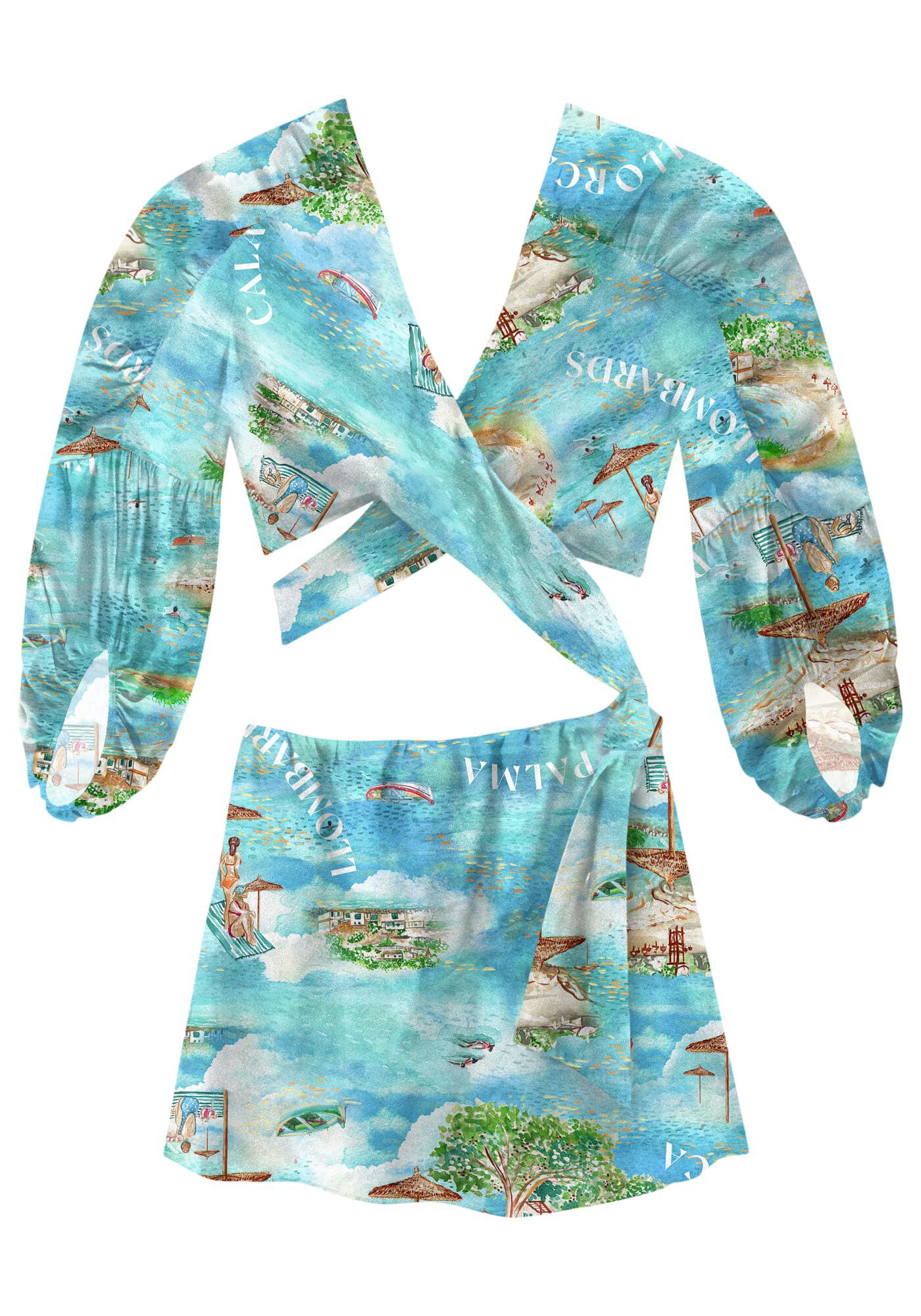 Vestido Curto Manga 3/4 em Viscose e Amarra&ccedil;&atilde;o, , large.