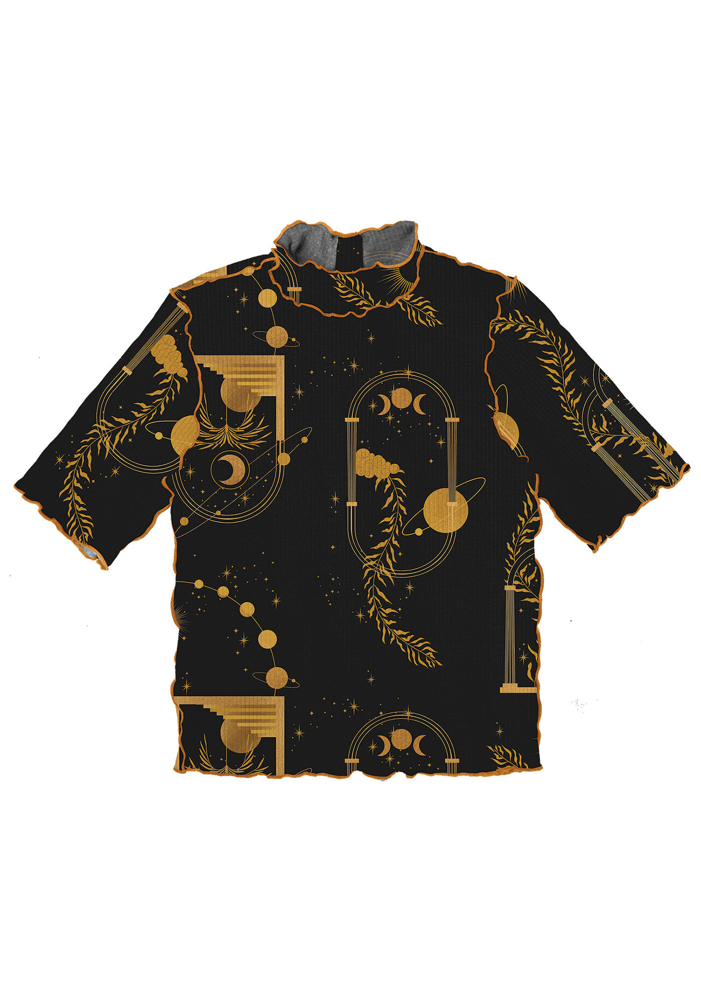 Blusa Gola Alta Canelada com Detalhe Costura, , large.