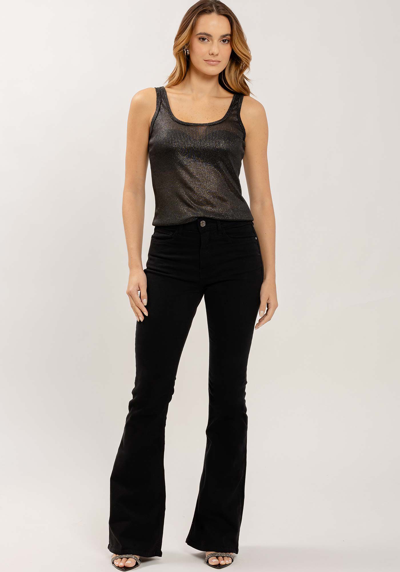 Blusa com Al&ccedil;as em Canelado Foil, , large.