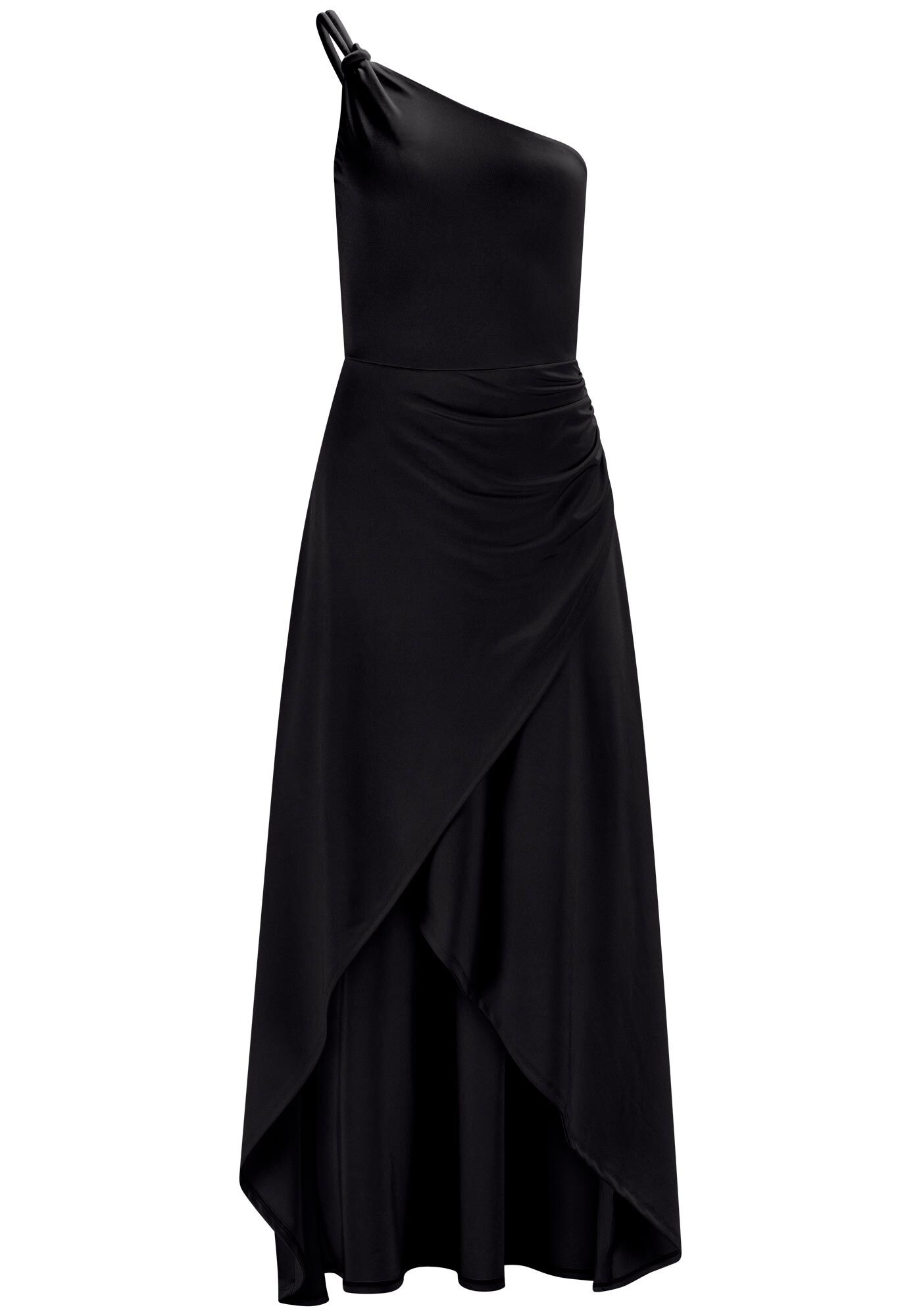 Vestido Midi Um Ombro S&oacute; em Malha com Fenda Transpassada, , large.