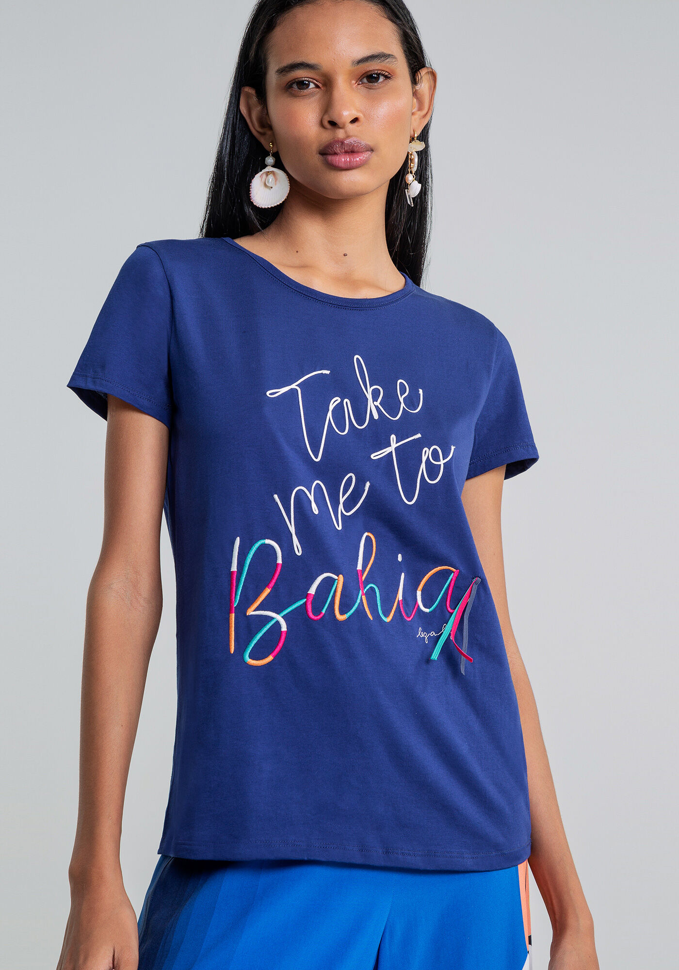 Blusa Manga Curta Bordado, , large.