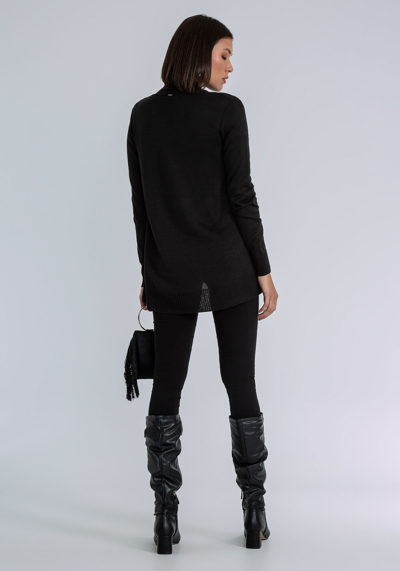 Sobreposi&ccedil;&atilde;o tric&ocirc; manga longa, PRETO, large.