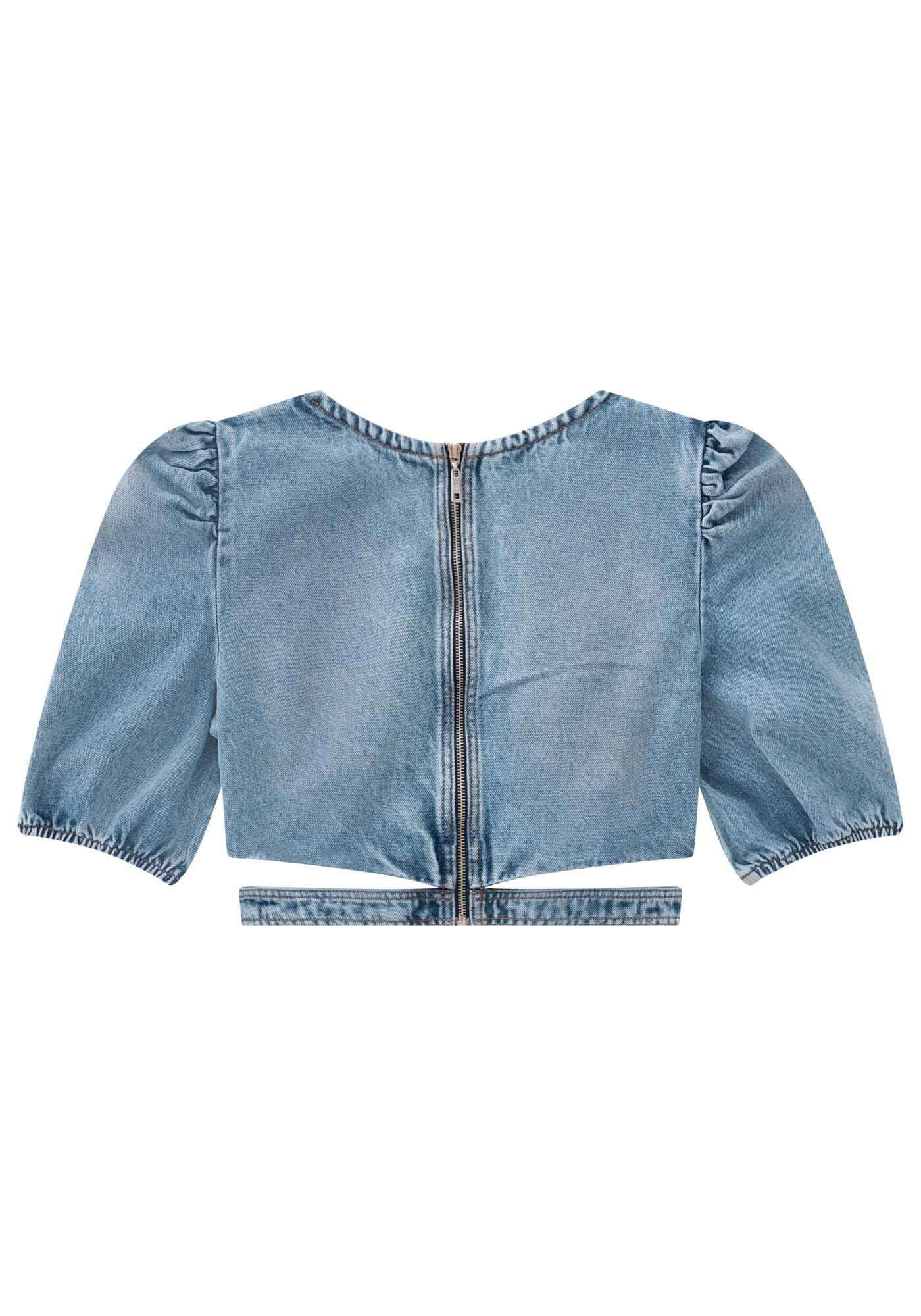 Blusa cropped jeans outlet