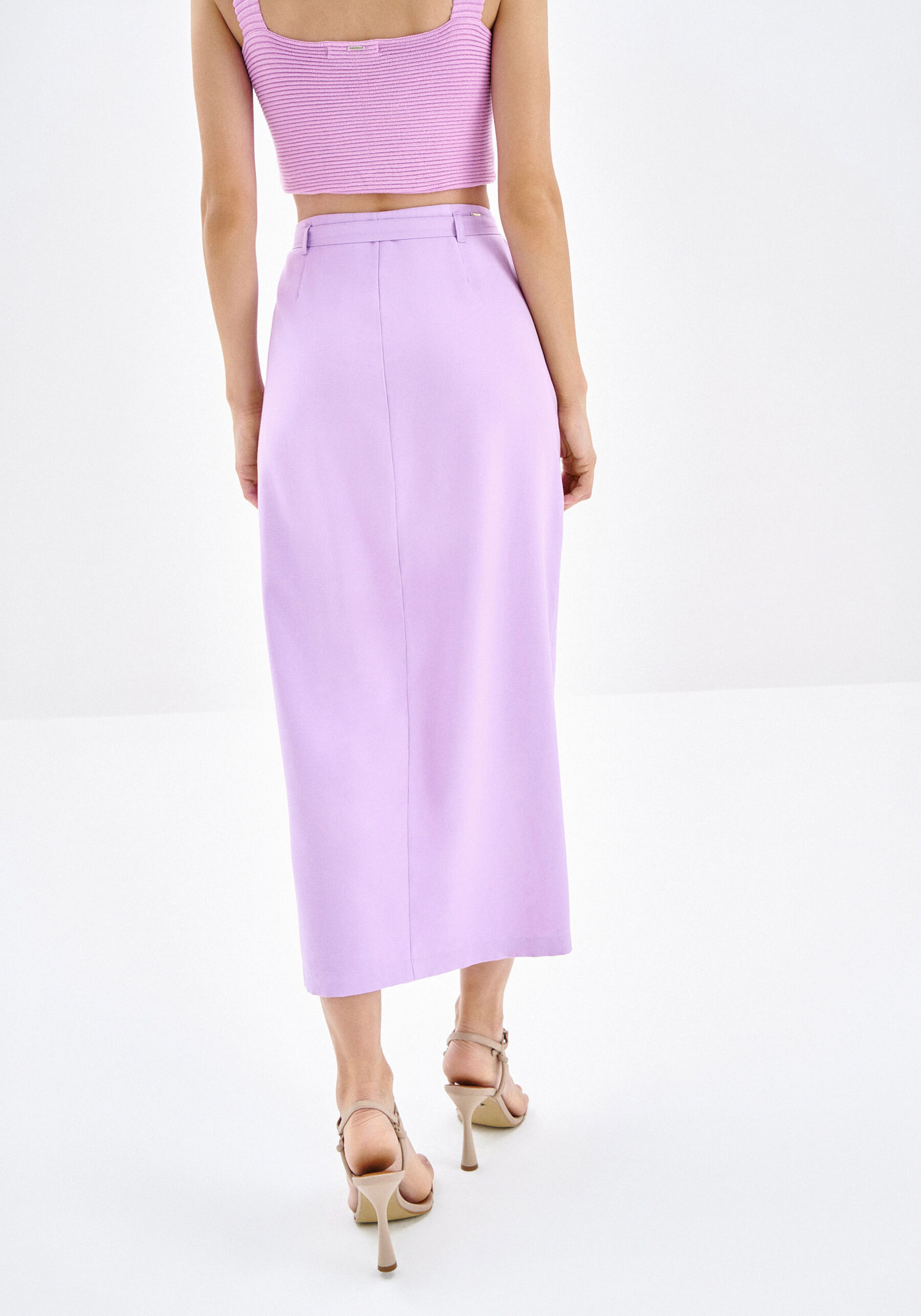 Saia Midi Transpassada com Cinto, . Saia Midi Transpassada com Cinto, , large.