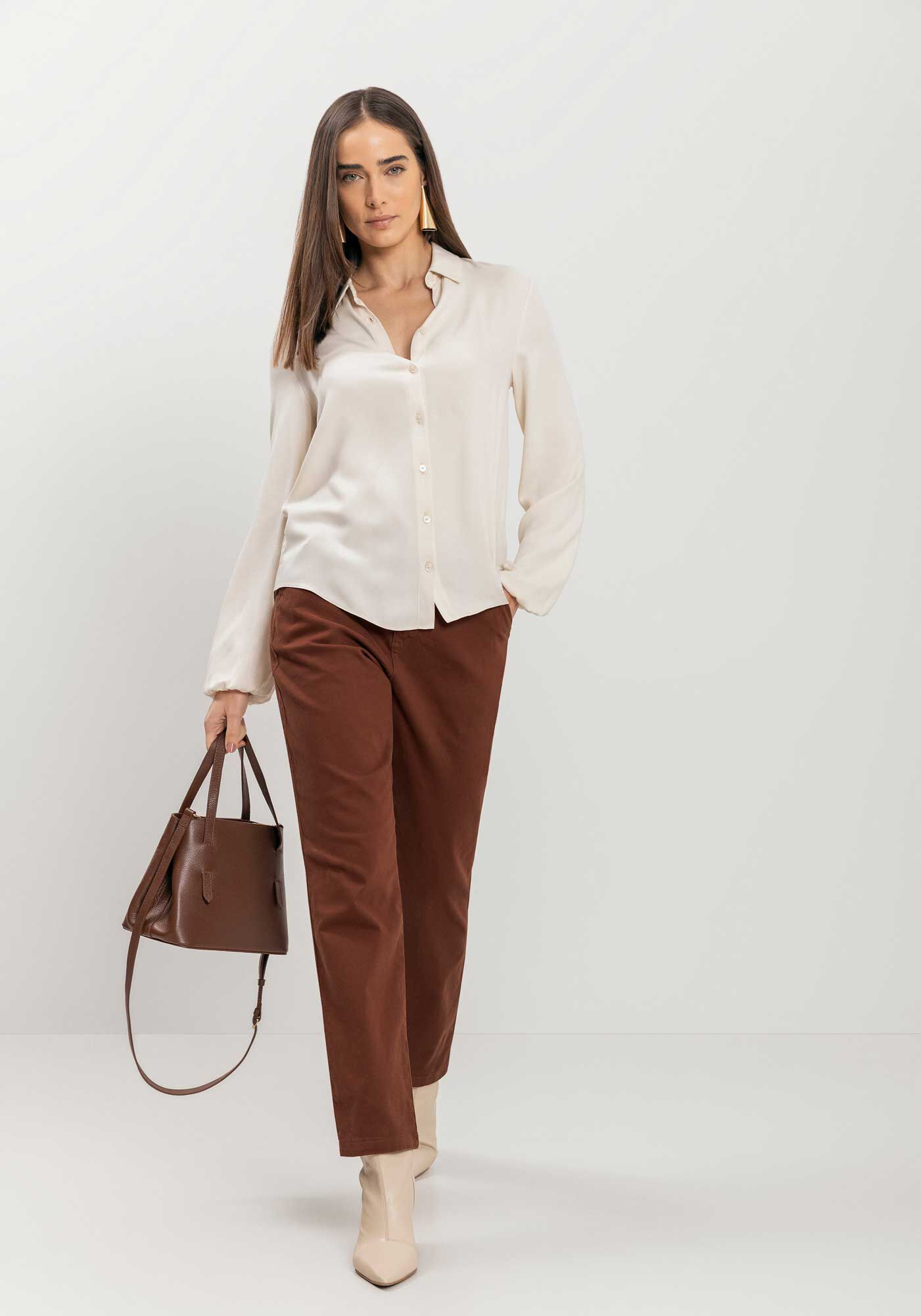 Camisa de Manga Longa Com Gola E Bot&otilde;es, , large.