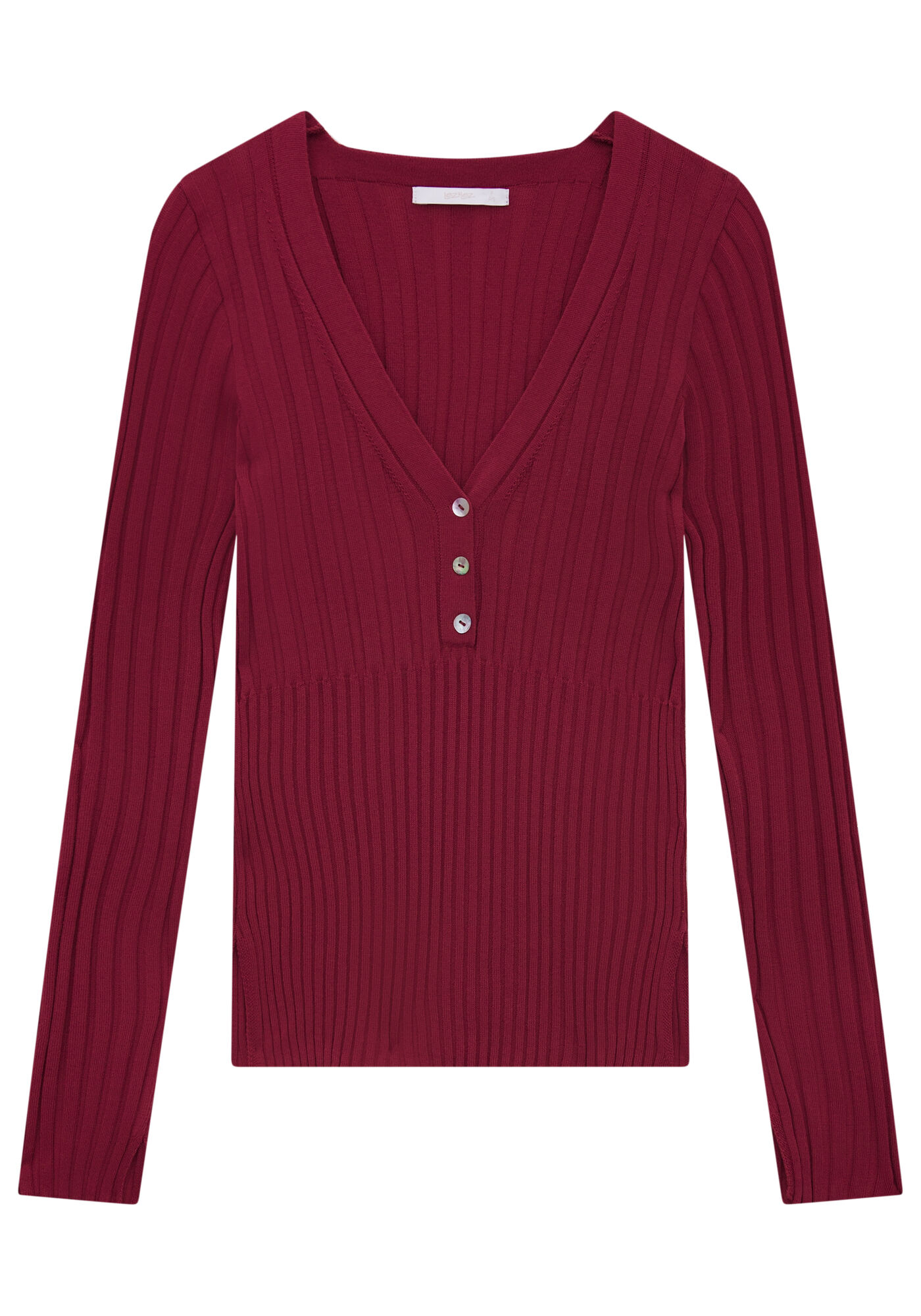 Blusa Manga Longa em Tric&ocirc; com Bot&otilde;es, , large.