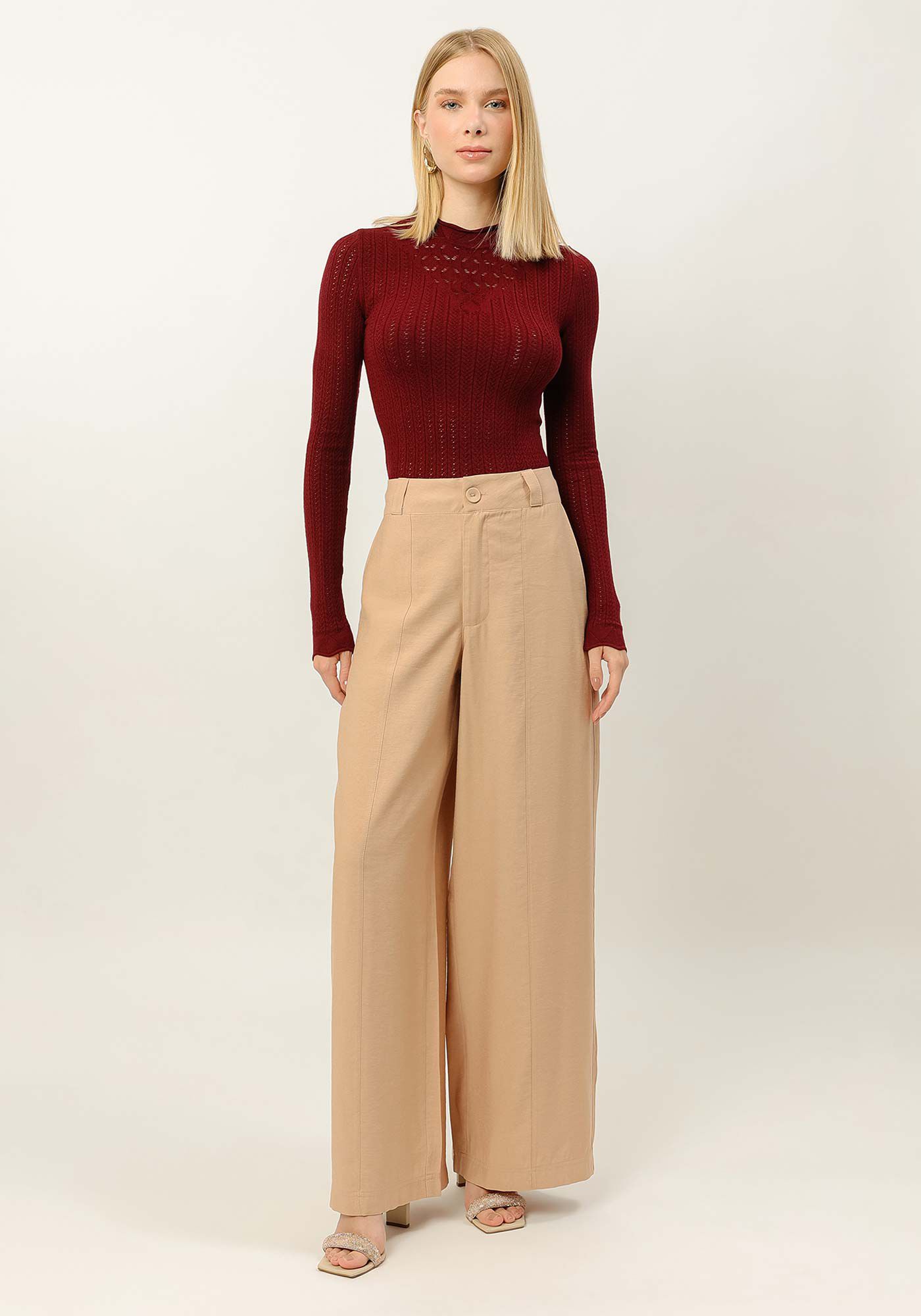 Blusa Manga Longa em Tric&ocirc; com Detalhe Trama, , large.