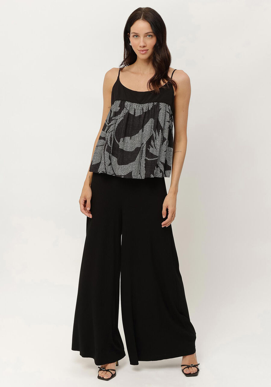 Blusa Ampla Estampada em Viscose com Franzido, . Blusa Ampla Estampada em Viscose com Franzido, , large.