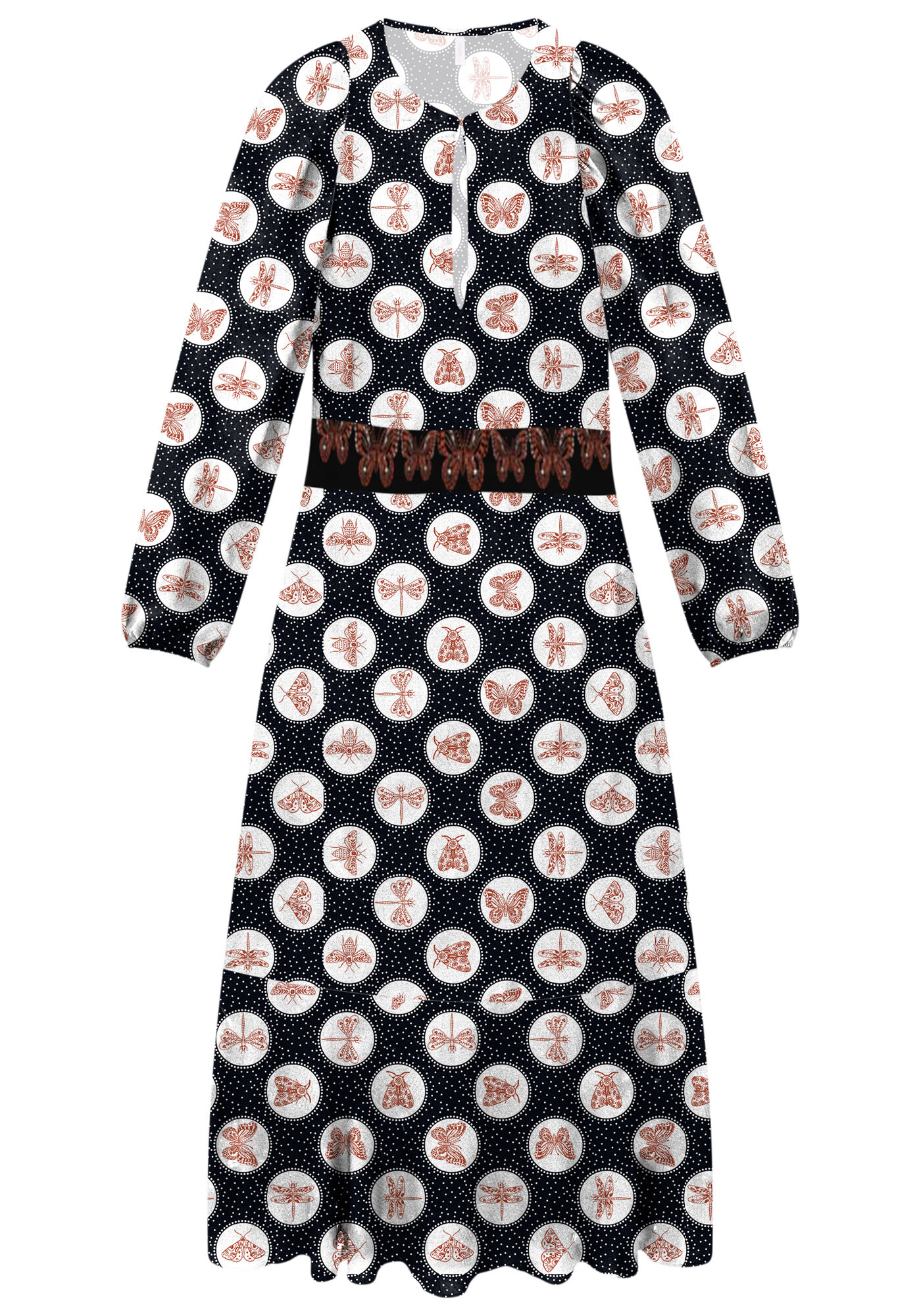 Vestido Midi em Viscose com Cinto Bordado, , large.