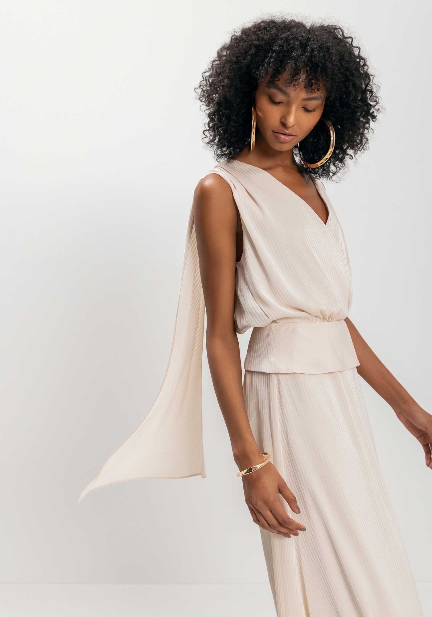 Vestido Longo Transpassado Com Faixas Posteriores, BEGE ALHAMBRA, large.