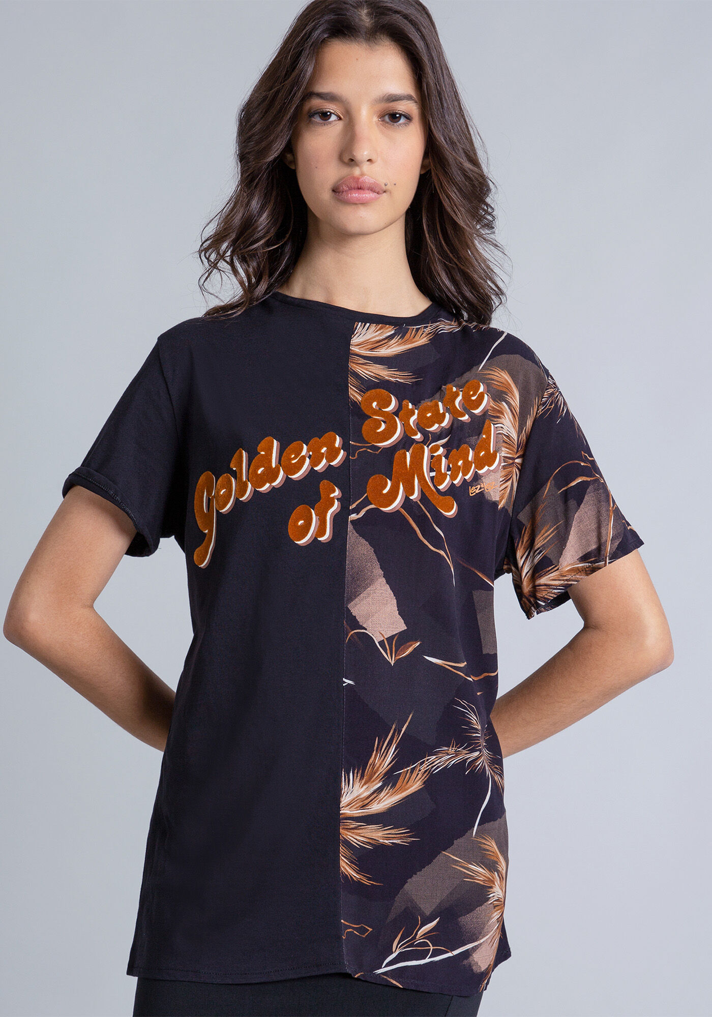 Blusa Recorte Estampa, , large.