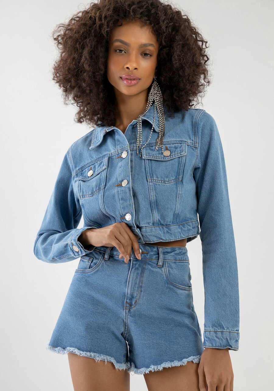Jaqueta Jeans Cropped Sustentável, . Jaqueta Jeans Cropped Sustentável, , large.