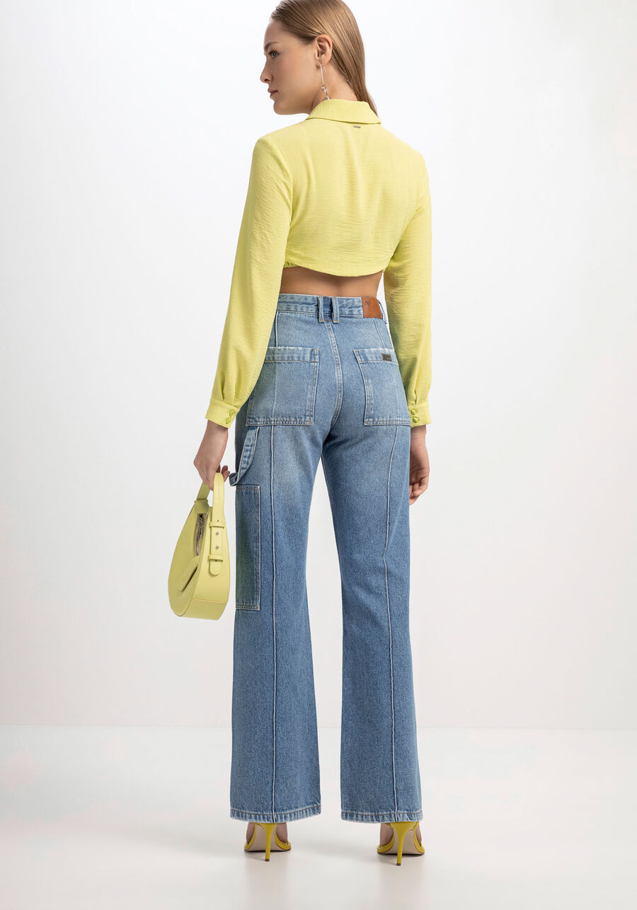 Calça Jeans Reta Super Alta com Pespontos, . Calça Jeans Reta Super Alta com Pespontos, , large.