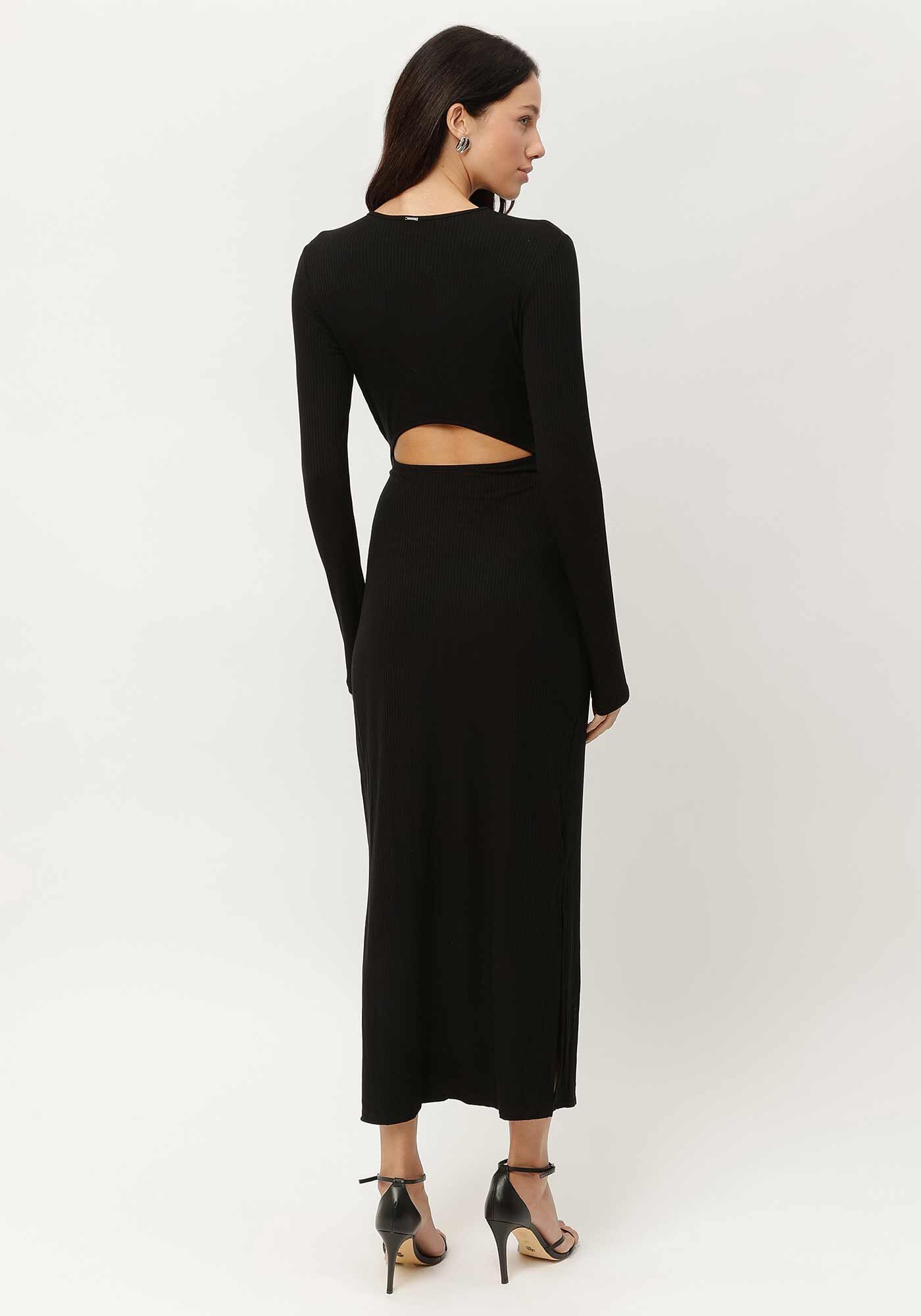 Vestido Midi Canelado com Recorte Costas, , large.