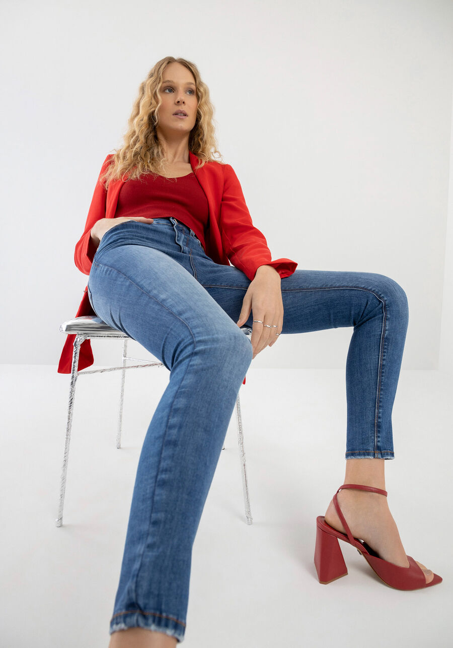 Calça Jeans Skinny Cropped Super Alta, JEANS. Calça Jeans Skinny Cropped Super Alta, JEANS, large.