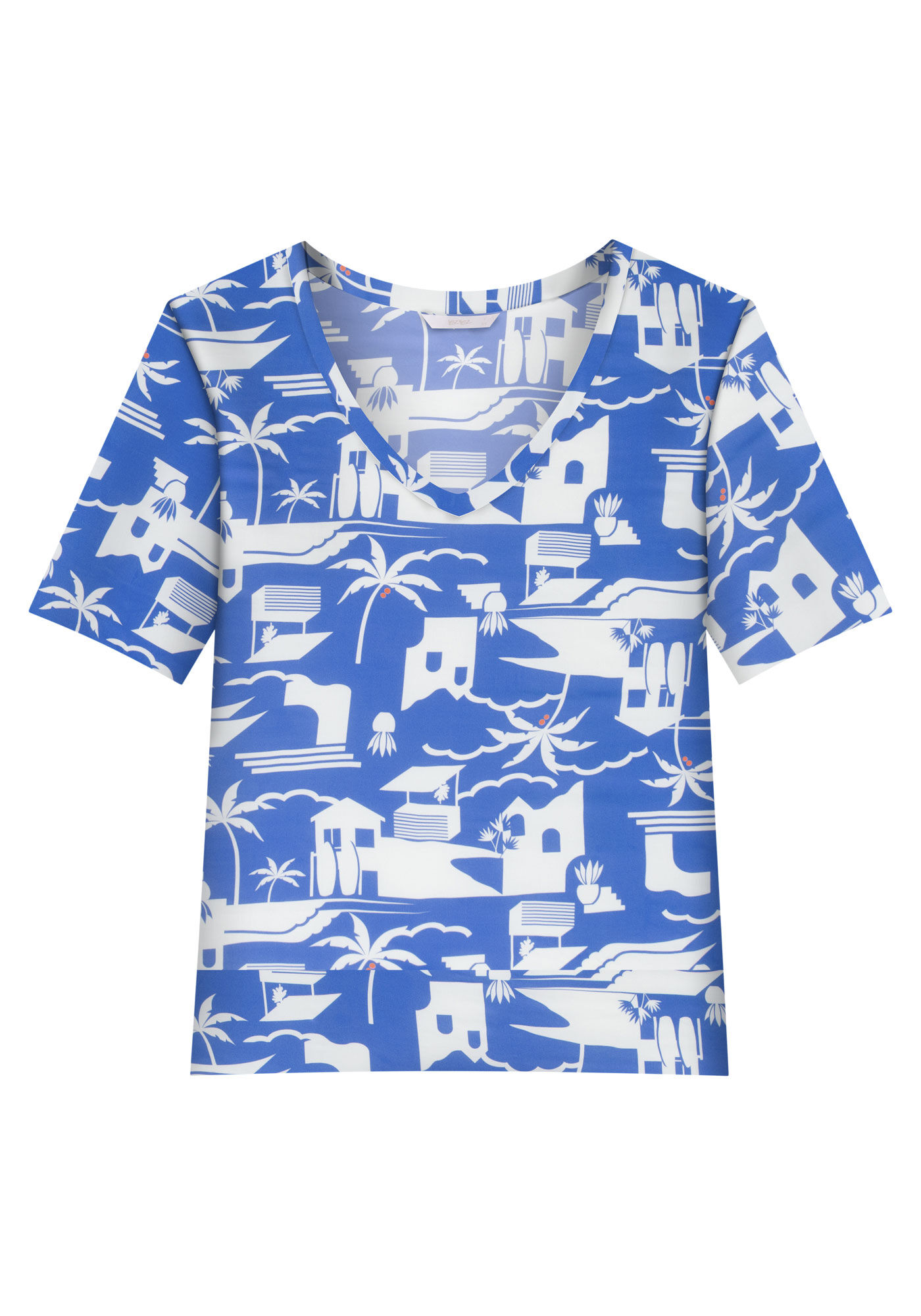 Blusa Manga Curta em Malha MVS com Decote V, , large.