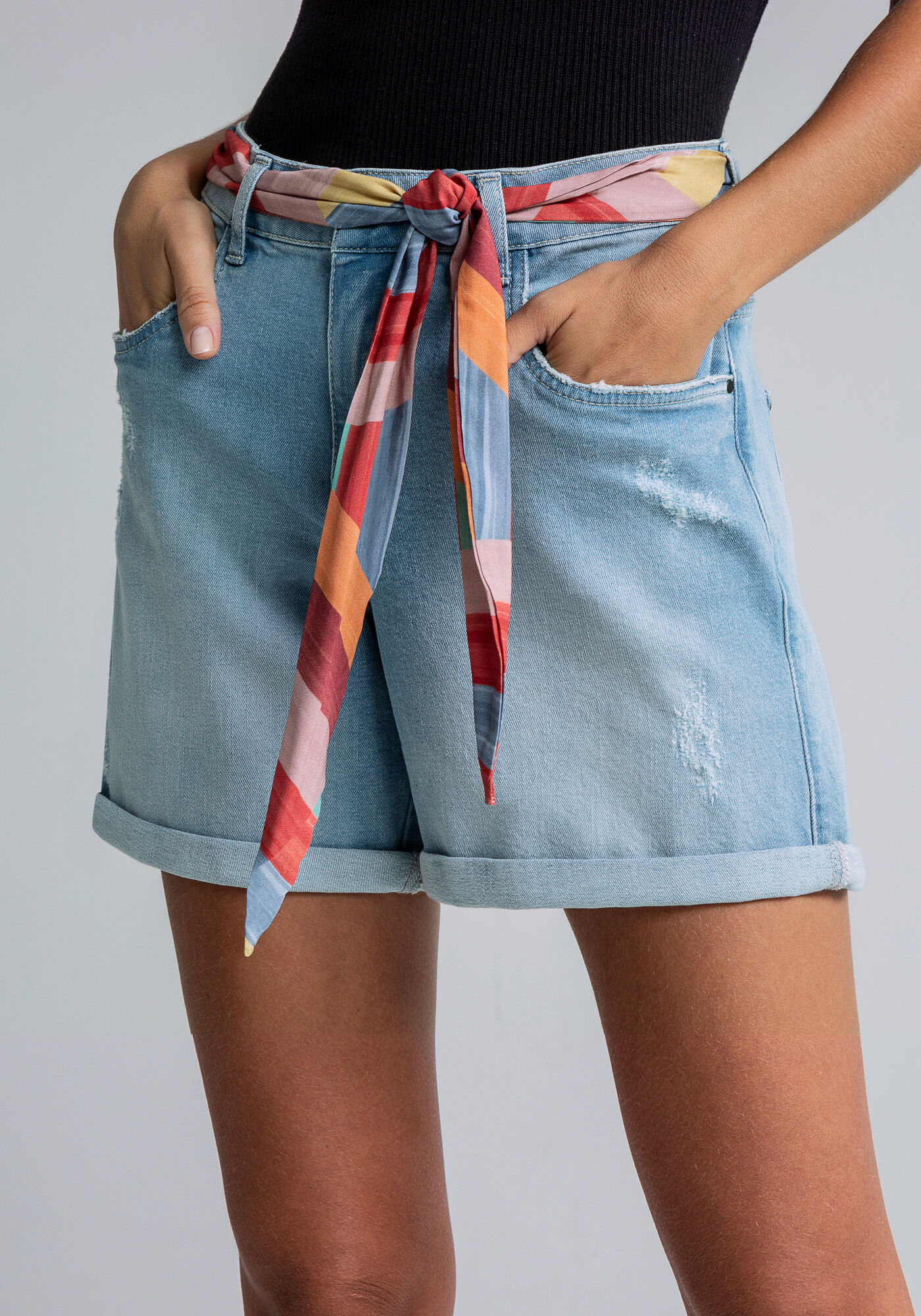 Bermuda Jeans Boyfriend Len&ccedil;o, JEANS, large.