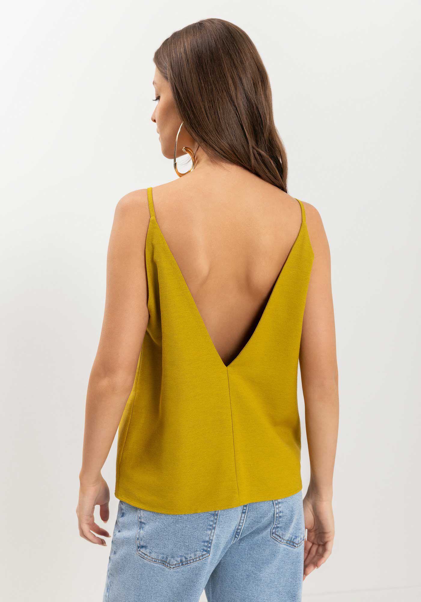 Blusa Regata De Al&ccedil;as Finas Com Decote Em V, , large.