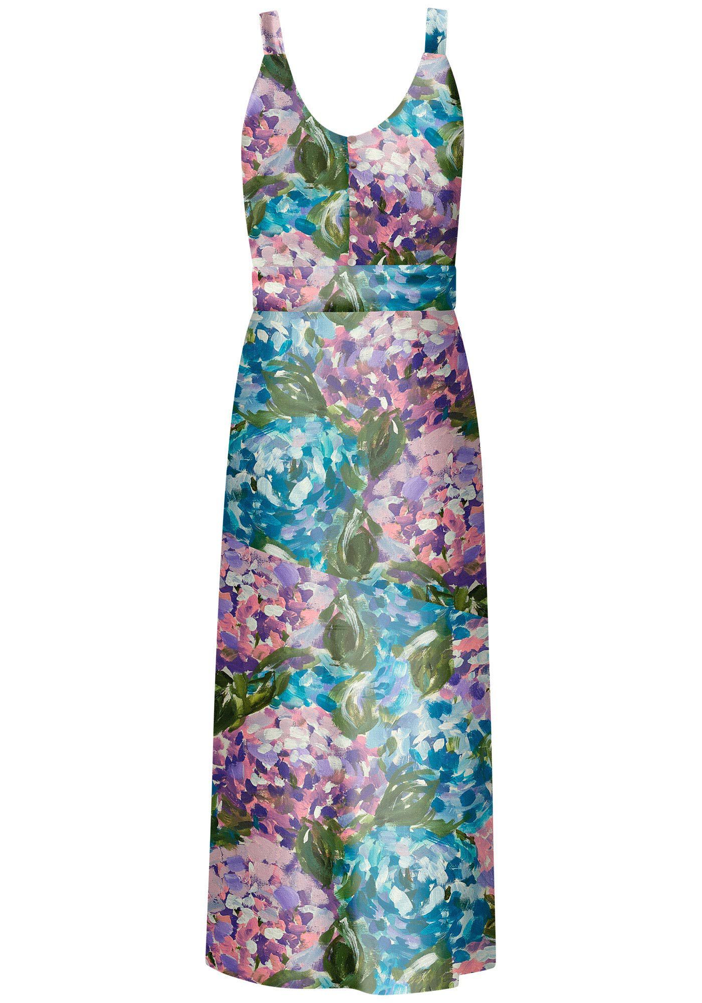 Vestido Midi Ch&aacute; em Linho Estampado com Cinto, , large.