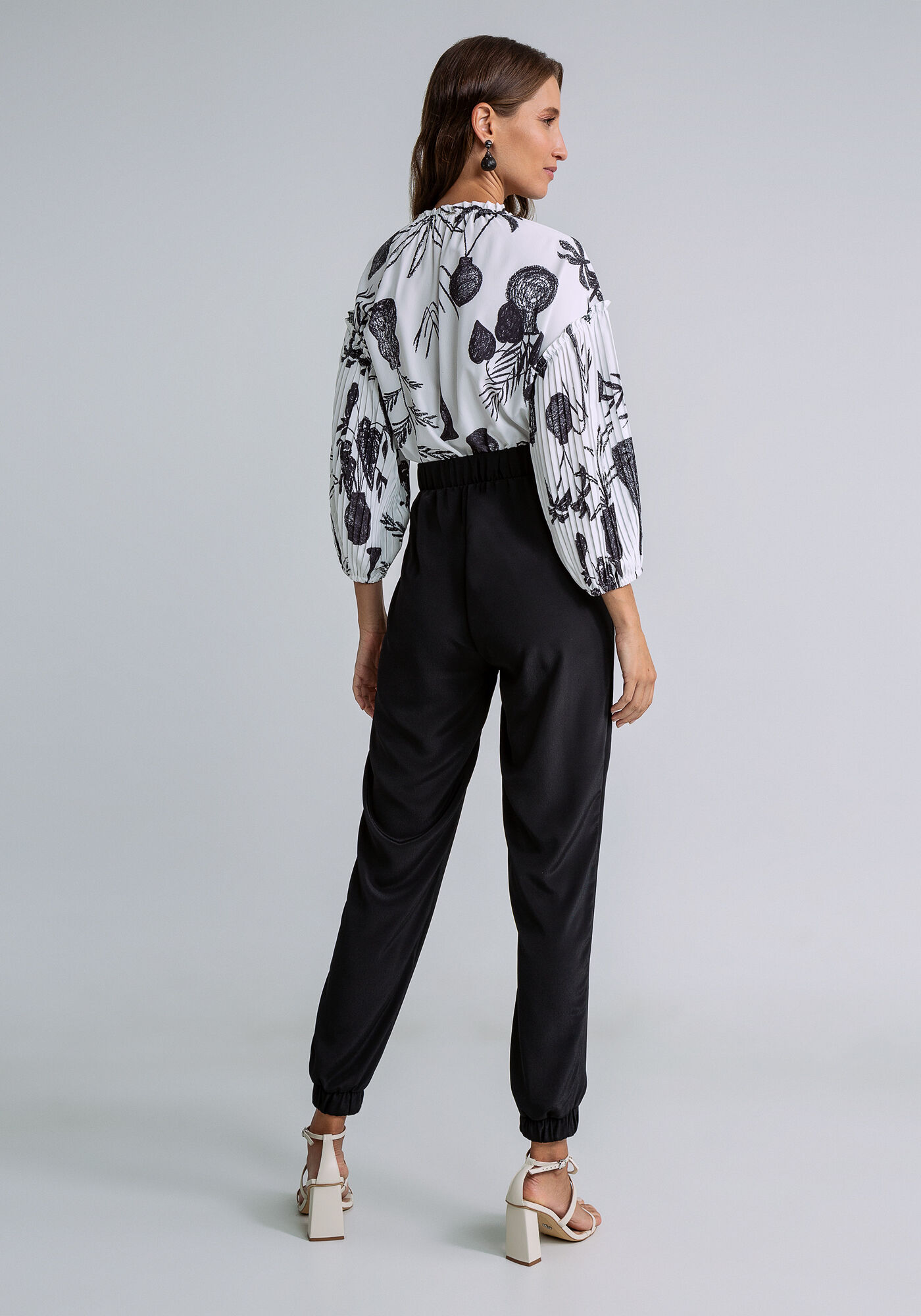 Blusa Manga 3/4 Franzido Decote, CONTRASTE, large.