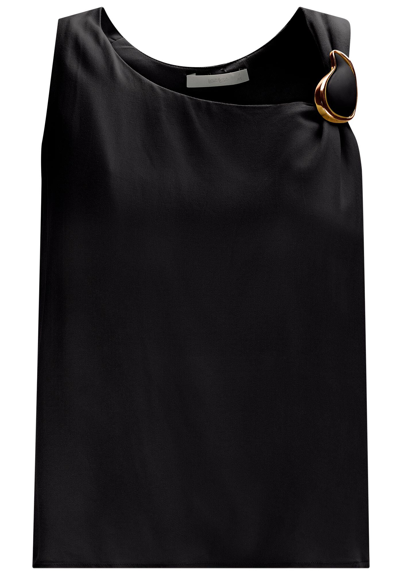 Blusa em Viscose com Decote Assim&eacute;trico e Detalhe, , large.