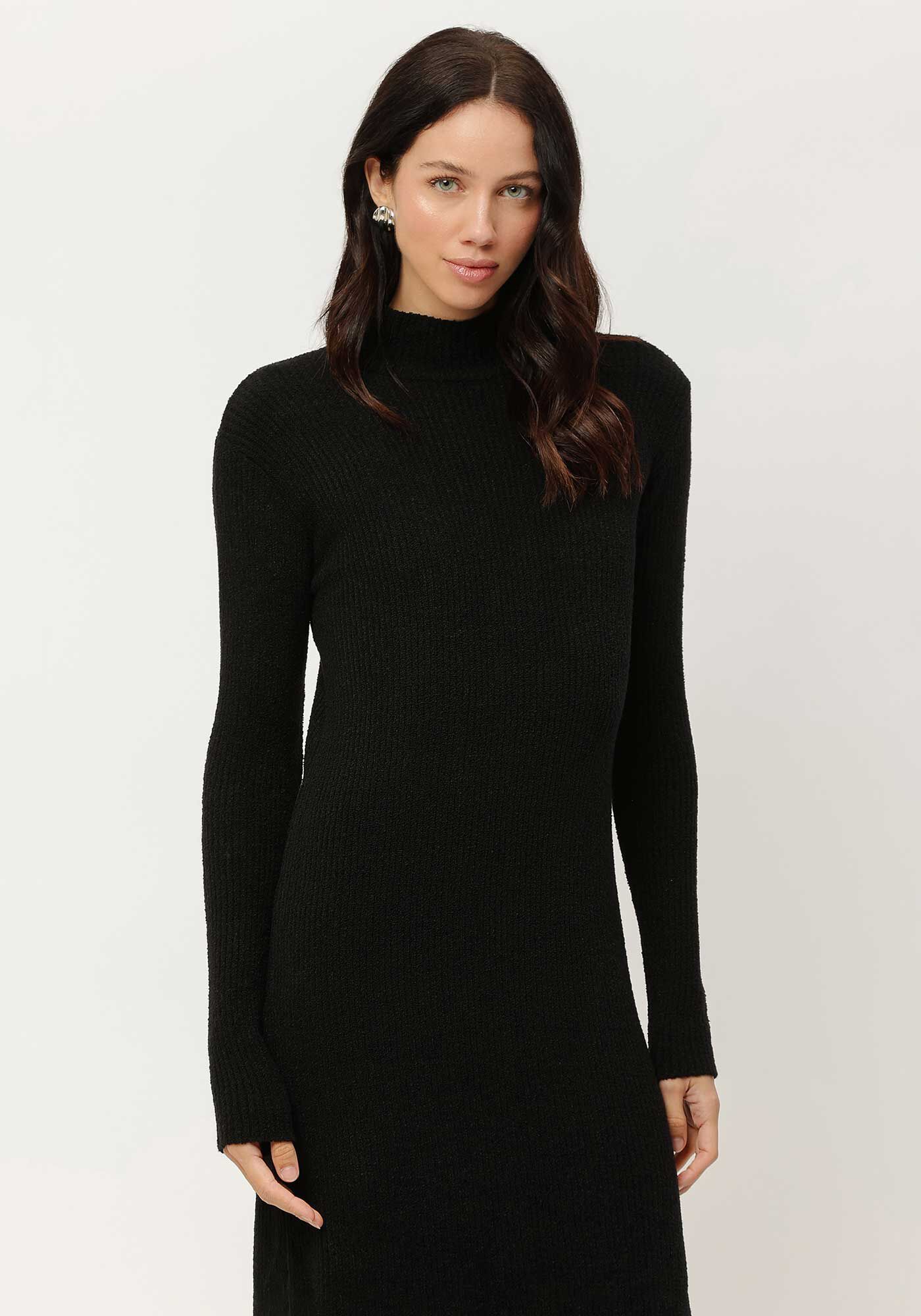 Vestido Midi em Tric&ocirc; com Fenda Lateral, , large.