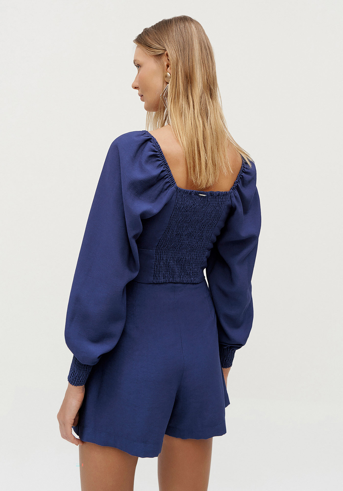 Blusa Manga Longa Cropped Balon&ecirc;, AZUL AZULON, large.