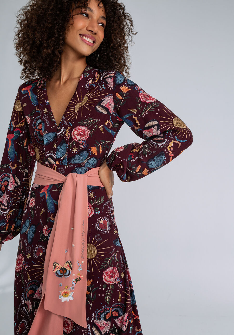 Vestido Estampado Mídi com Faixa, JARDIM BORDADO. Vestido Estampado Mídi com Faixa, JARDIM BORDADO, large.