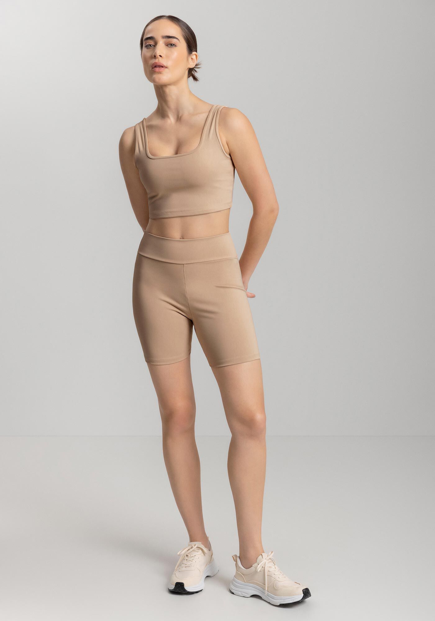 Bermuda Justa B&aacute;sica De Cintura Alta Em Malha Move, , large.