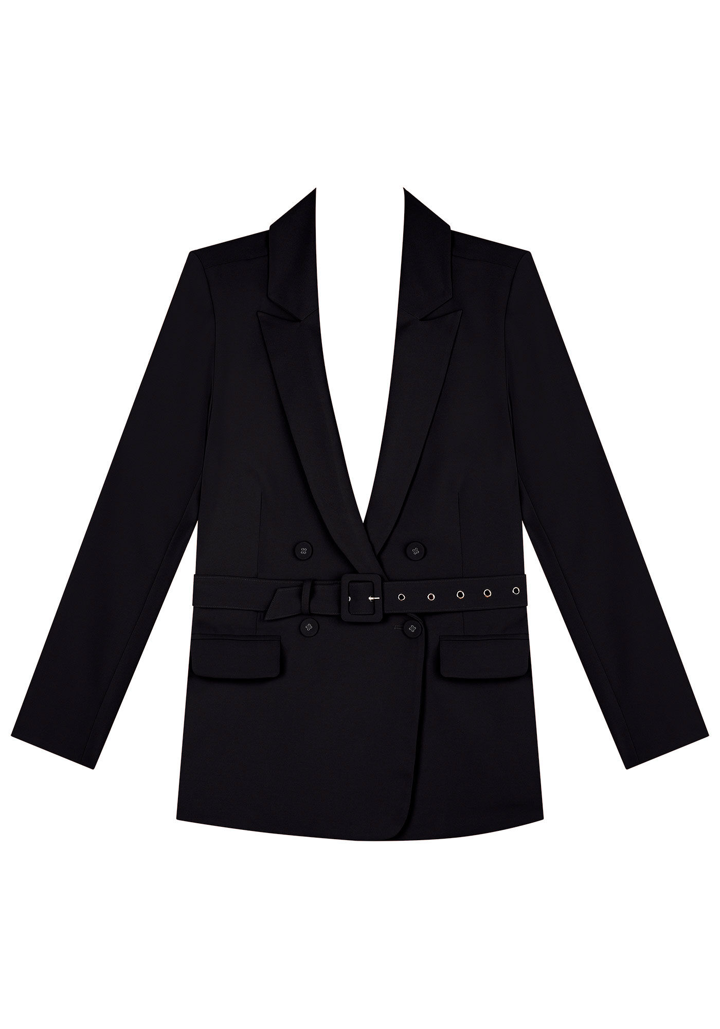 Blazer Alfaiataria com Cinto, PRETO REATIVO, large.