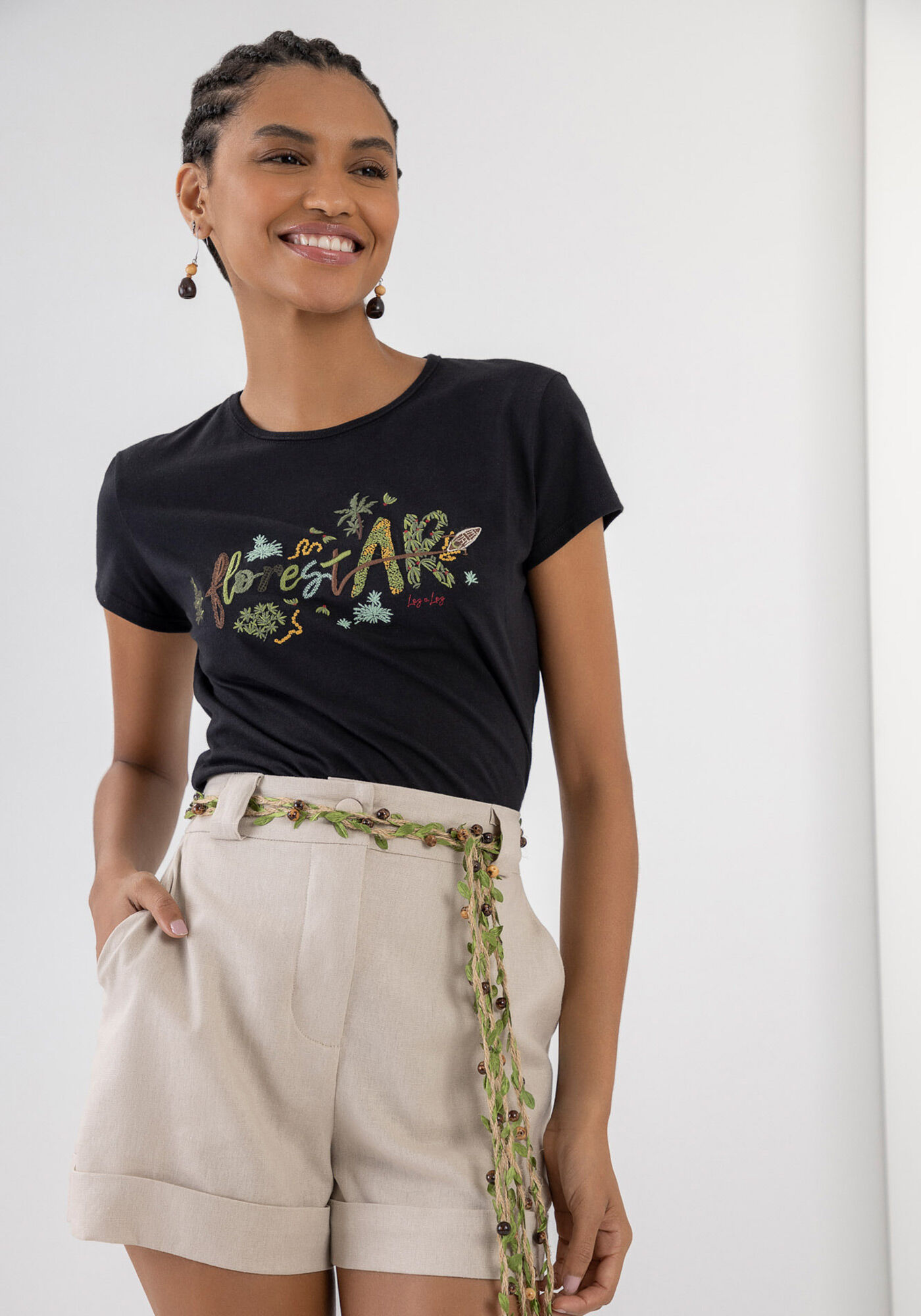 T-shirt em Malha com Bordado Florestar, , large.