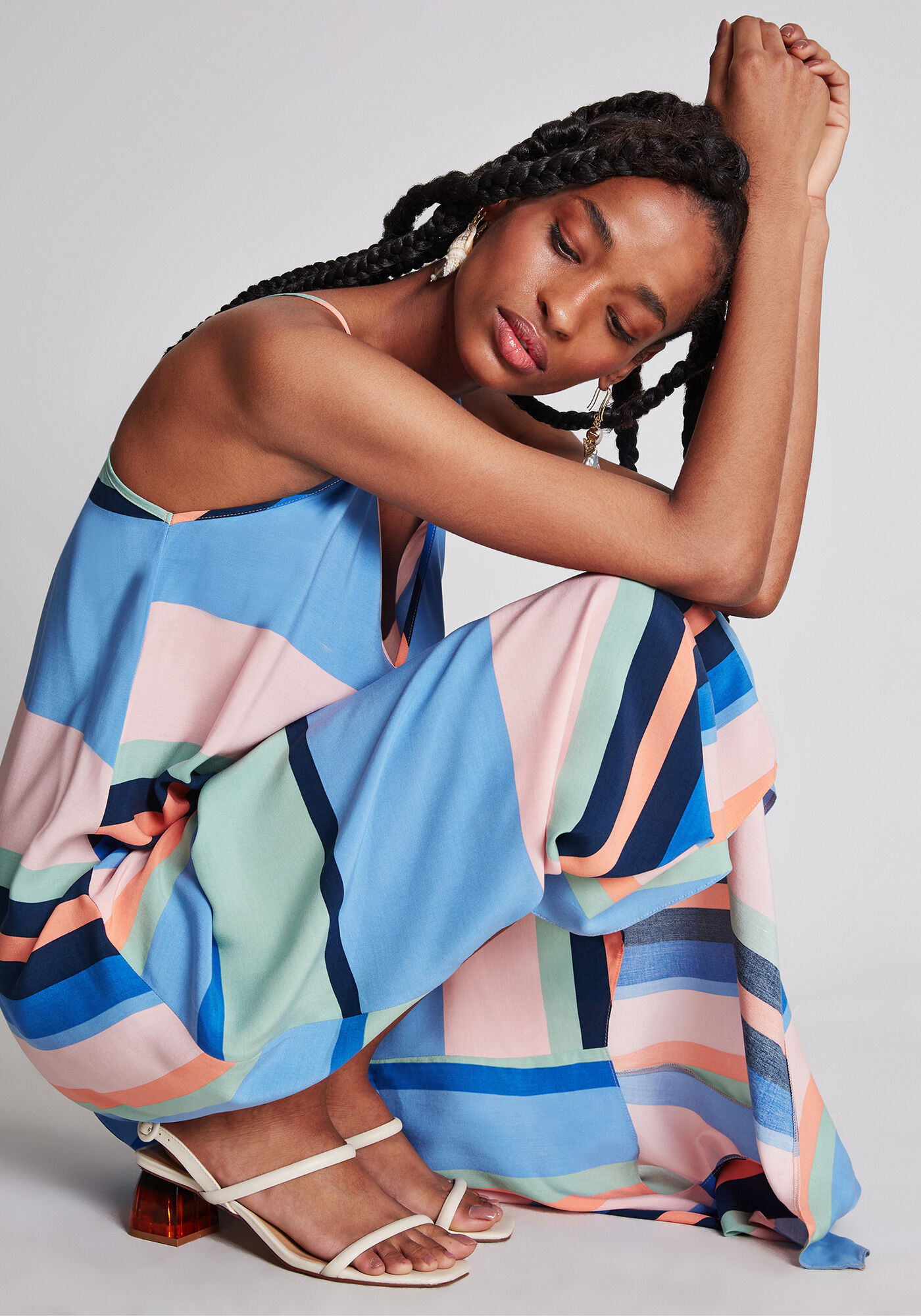 Vestido M&iacute;di Assim&eacute;trico Cinto, , large.