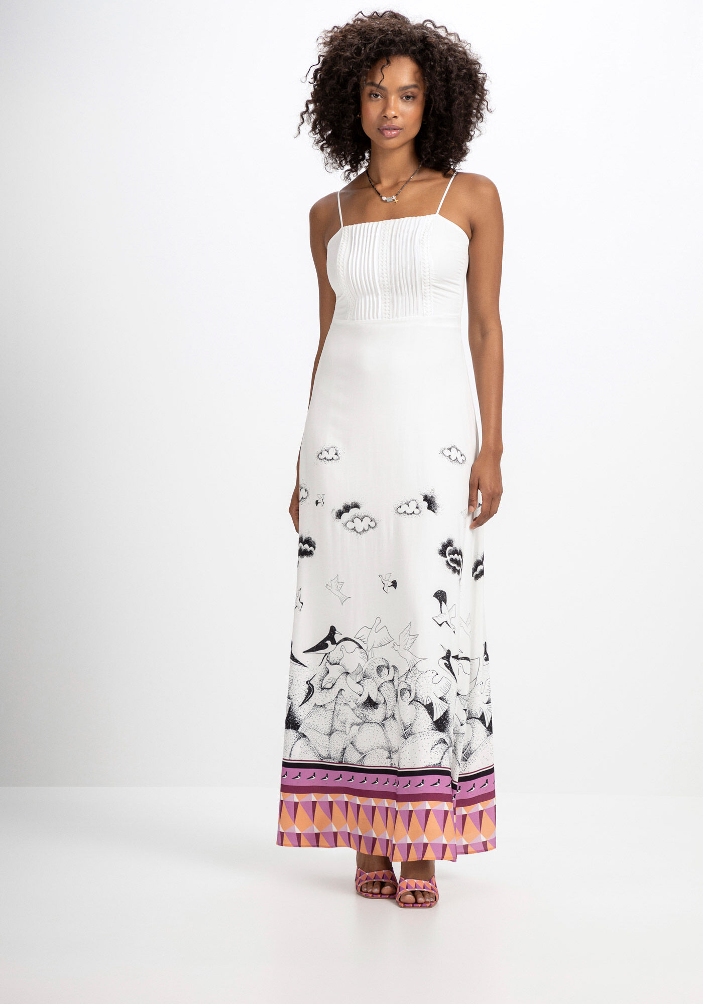 Vestido longo com pregas sales