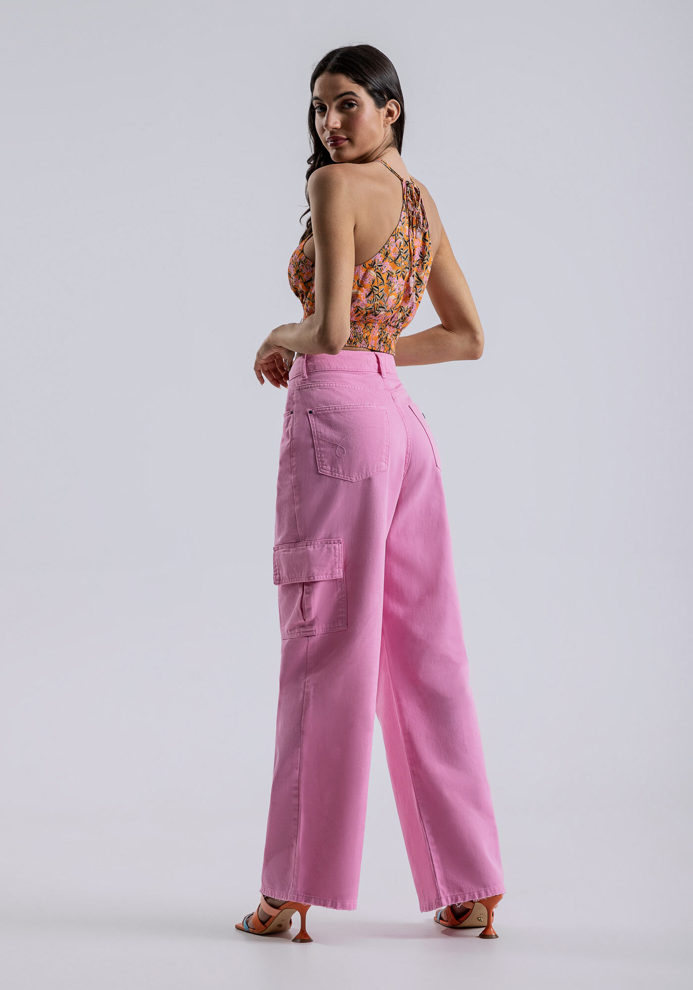 Blusa Cropped Crepe com Recorte Busto e Lastex, , large.