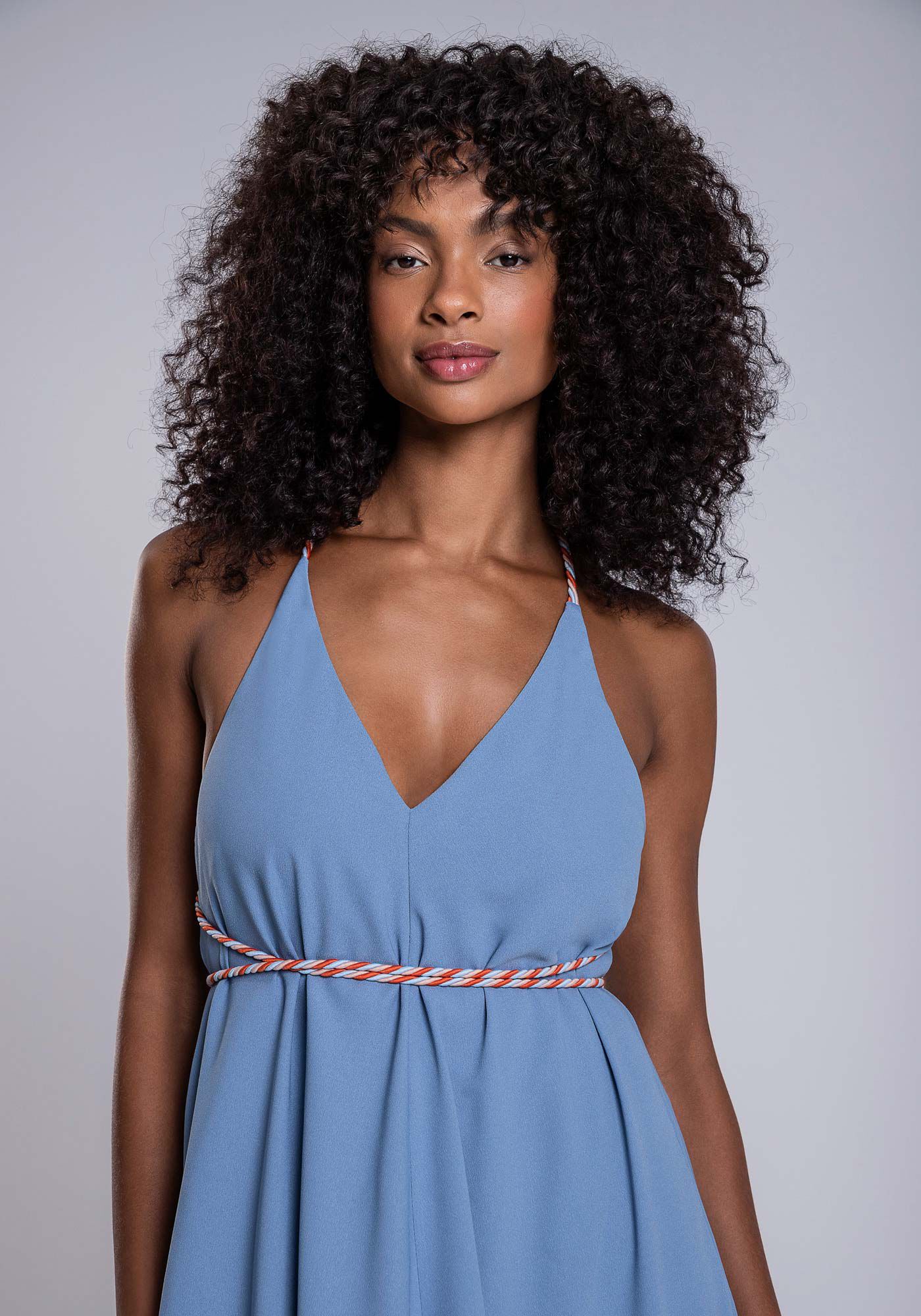 Vestido Midi em Crepe Barra Assim&eacute;trica, AZUL TIDE, large.