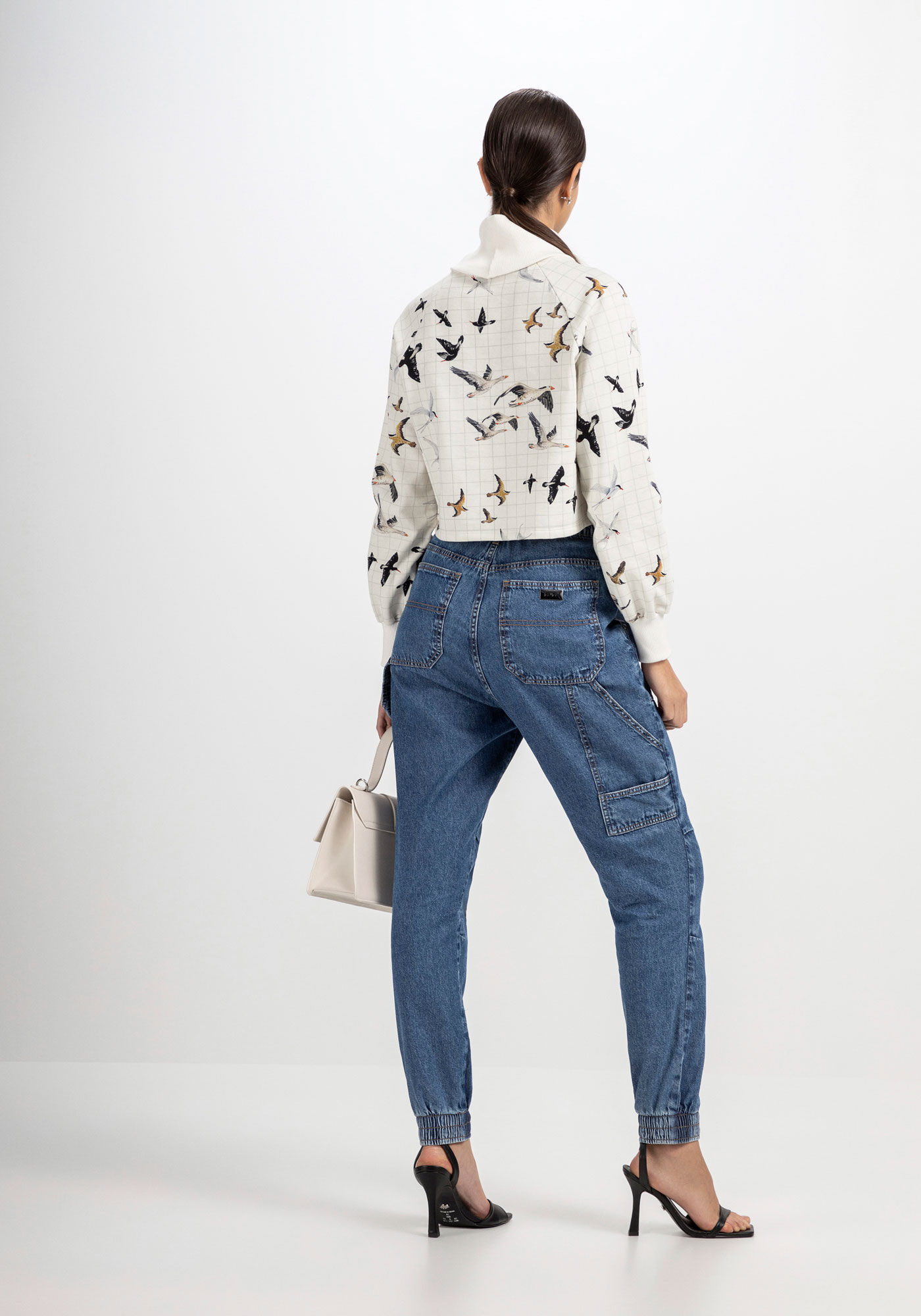 Cal&ccedil;a Jeans Jogging Cargo com Cintura Super Alta, , large.