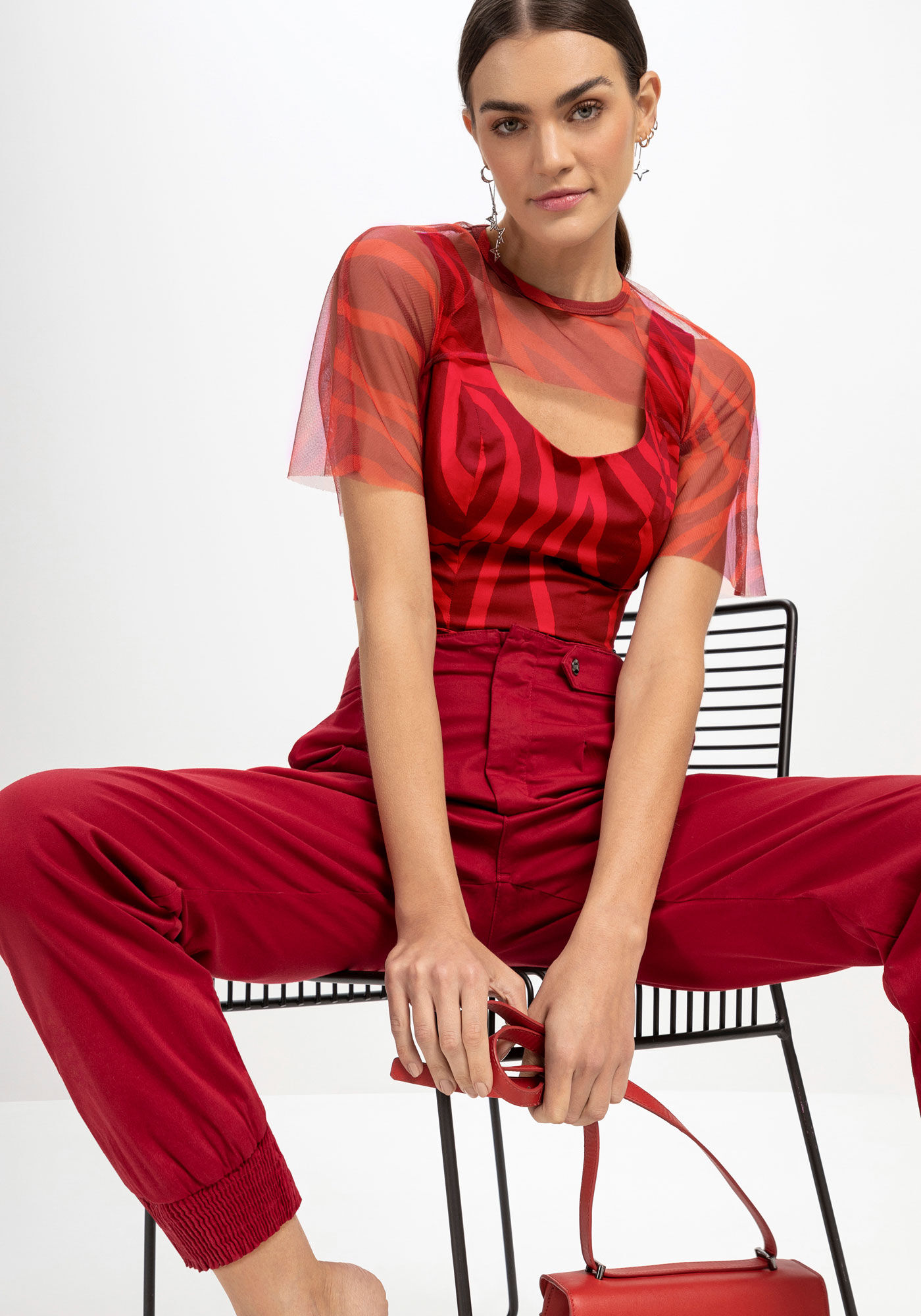 Cal&ccedil;a Sarja Jogging Super Alta com Detalhe C&oacute;s, , large.