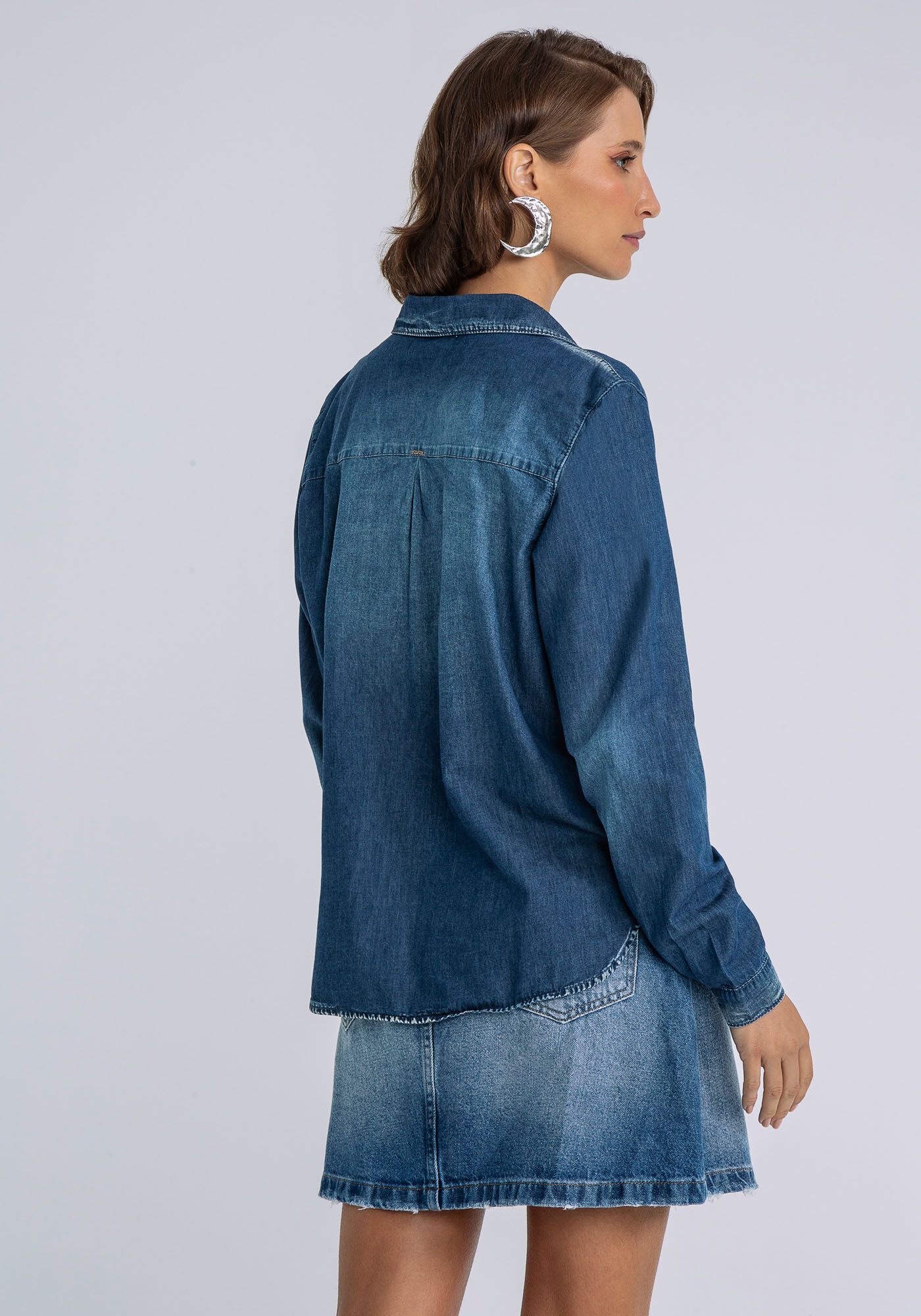 Camisa Jeans Manga Longa, JEANS, large.