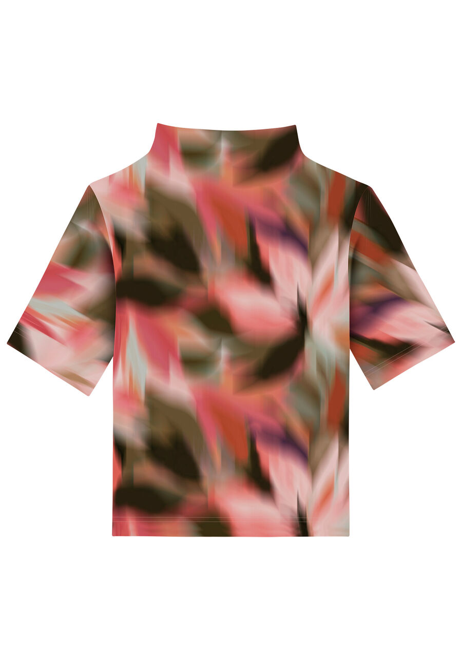 Blusa Gola Alta em Malha Aveludada Estampada, . Blusa Gola Alta em Malha Aveludada Estampada, , large.